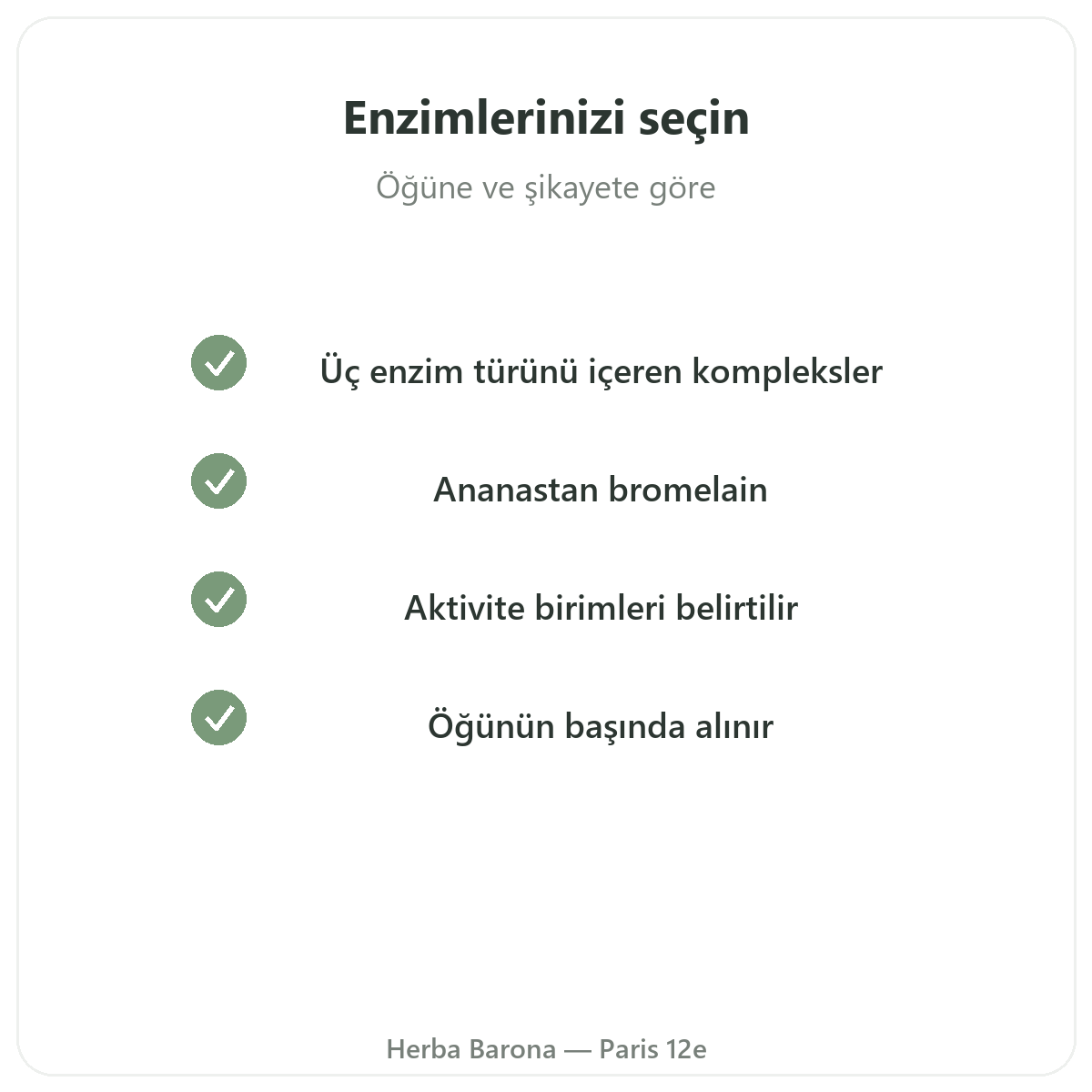 Sindirim enzimleri - Herba Barona Paris 12. bölge’de seçilecek anahtar bileşenler
