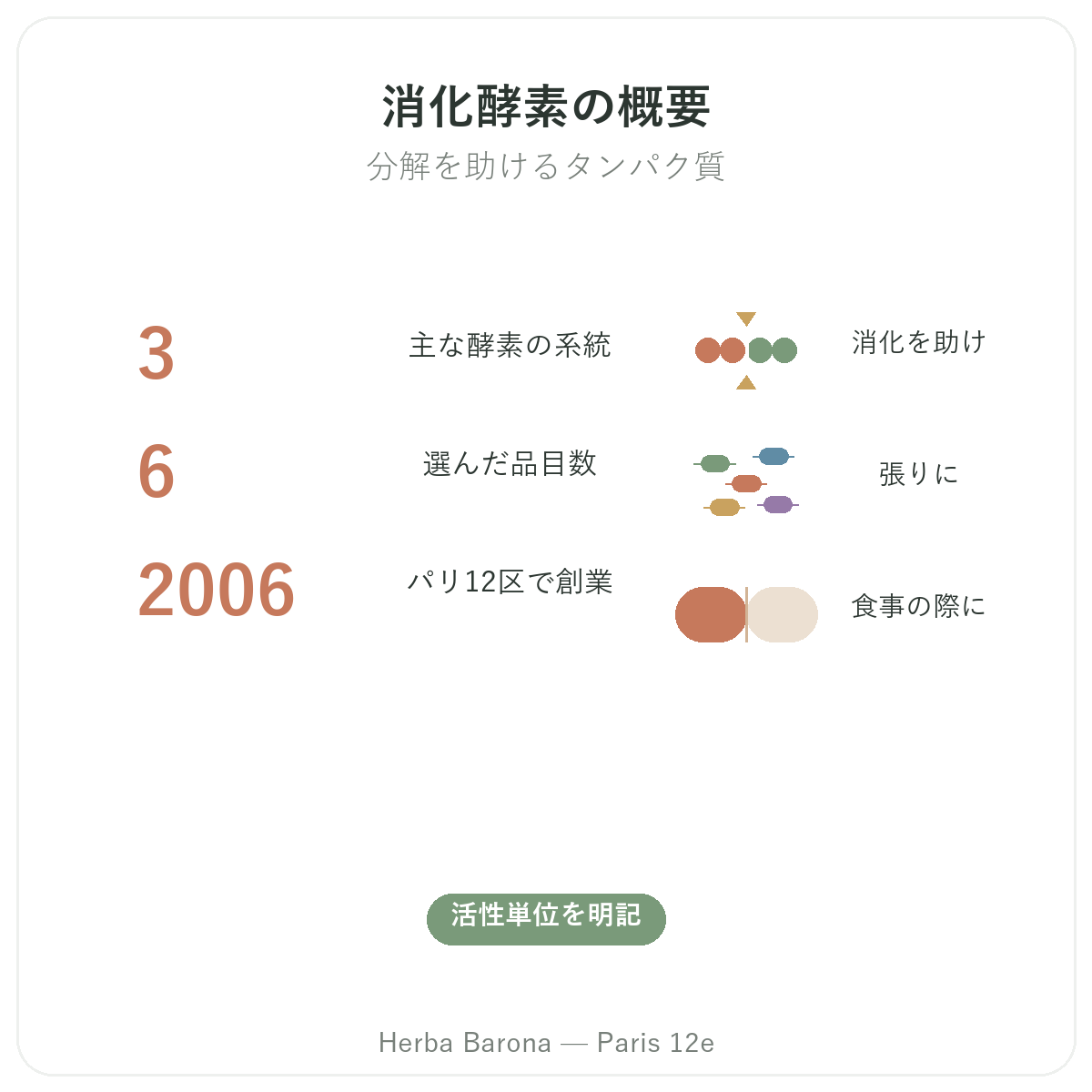 消化酵素 早わかり - Herba Baronaパリ12区の数字で見る特徴