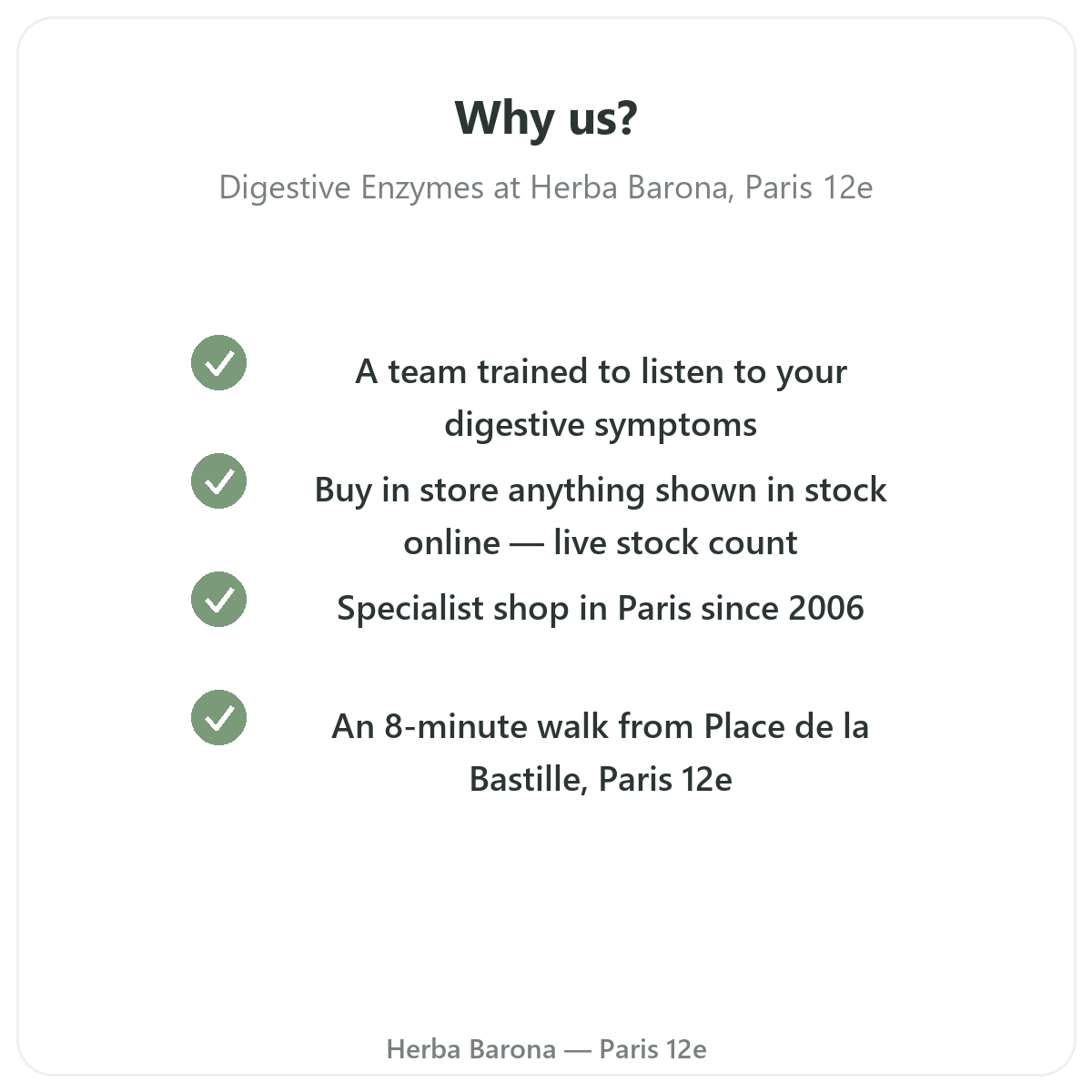 Why buy digestive enzymes in Paris at Herba Barona Paris 12th