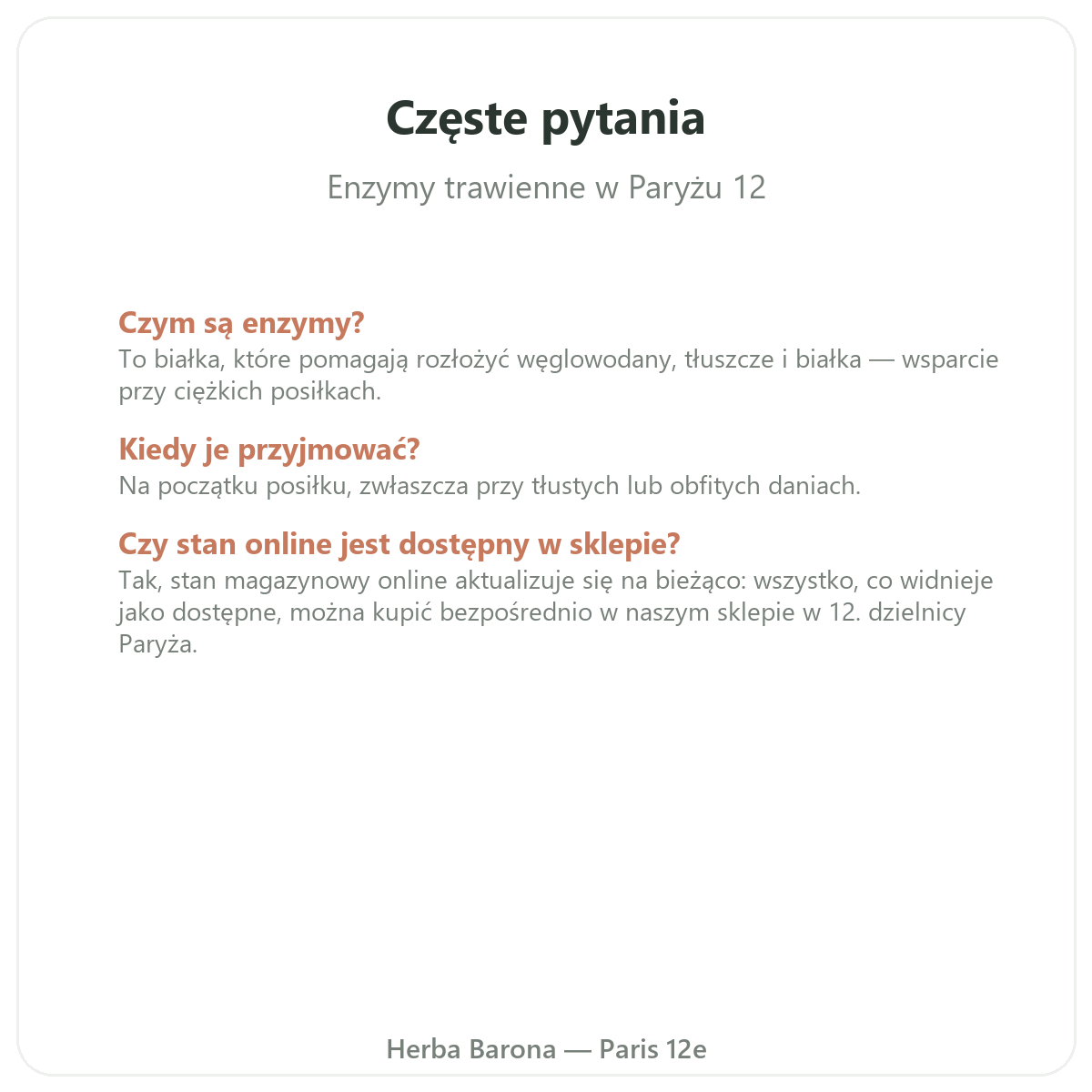 Najczęstsze pytania: enzymy trawienne w Paryżu - Herba Barona Paryż 12