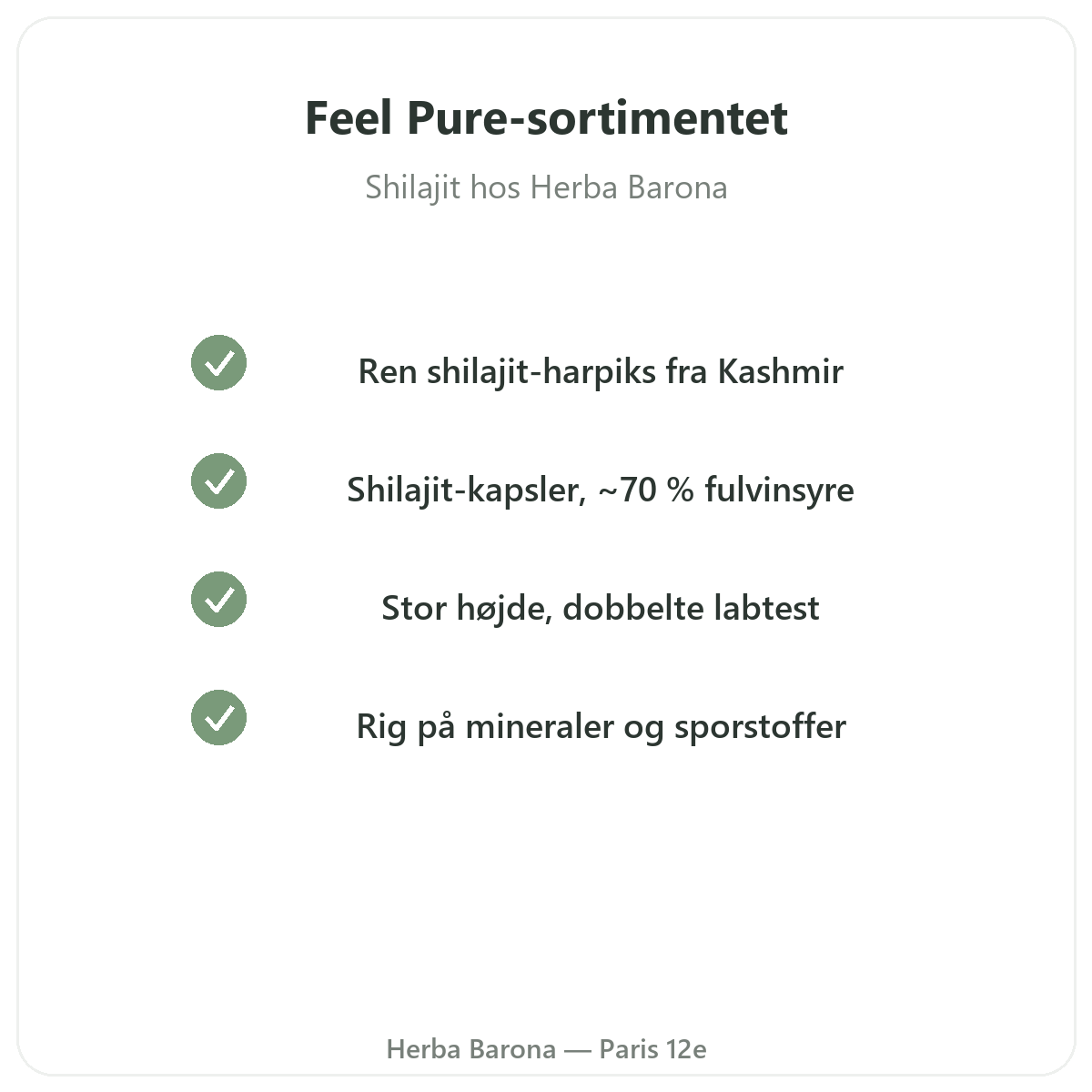 Feel Pure-sortimentet i Paris hos Herba Barona Paris 12