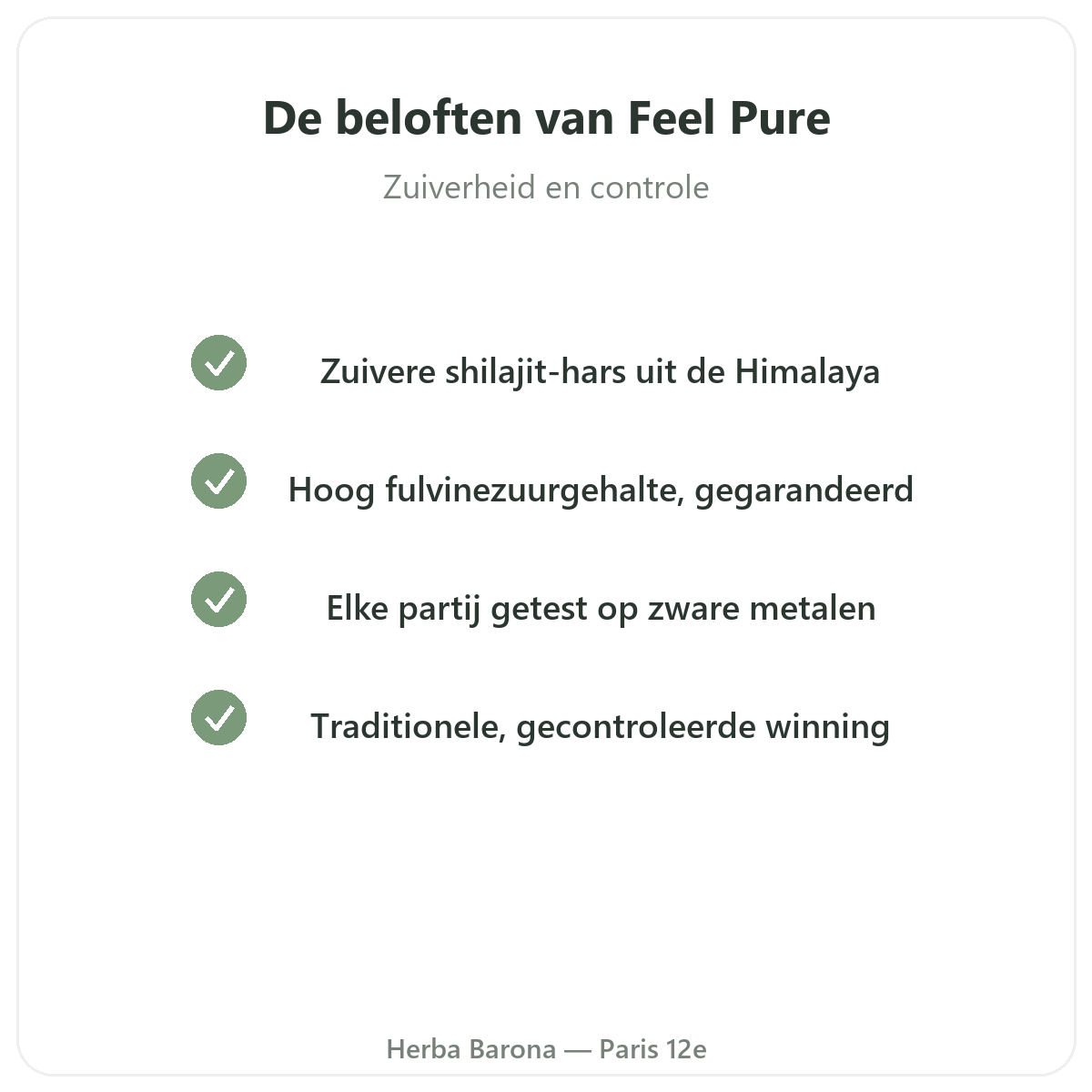 Feel Pure Parijs - kwaliteitsbeloften bij Herba Barona Parijs 12e