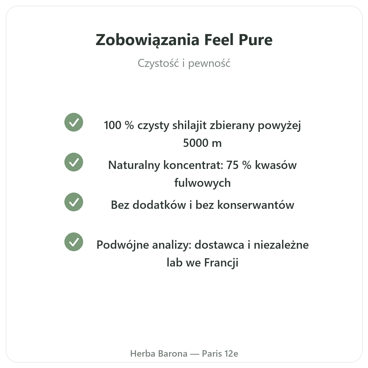 Feel Pure - zobowiązania jakościowe w Herba Barona, Paryż 12. dzielnica
