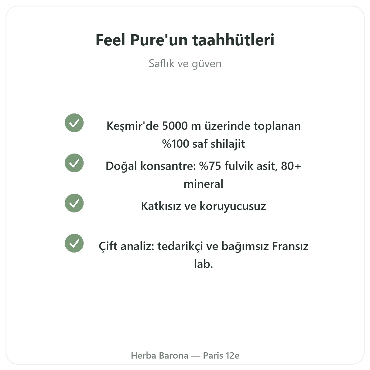 Feel Pure Paris - Herba Barona Paris 12. bölgede kalite taahhütleri