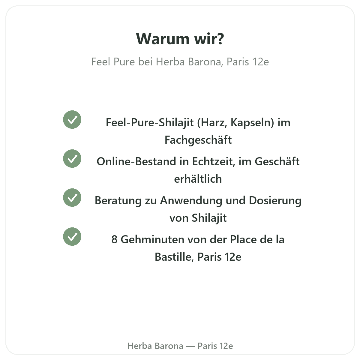 Warum Feel Pure in Paris bei Herba Barona kaufen Paris 12e