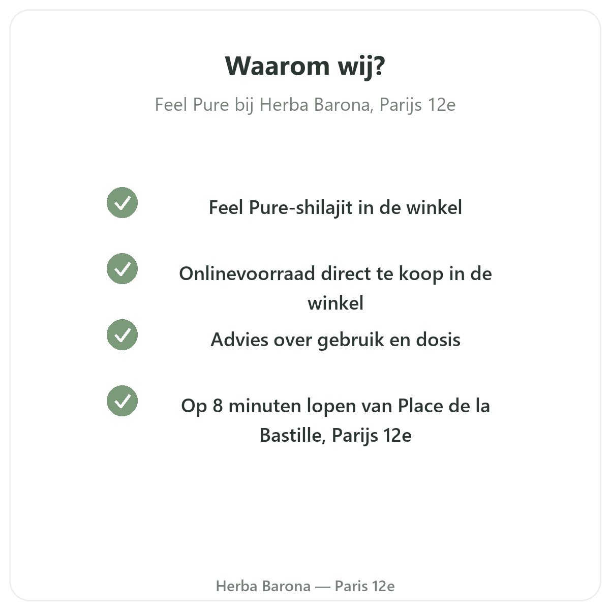Waarom Feel Pure kopen in Parijs bij Herba Barona Parijs 12e