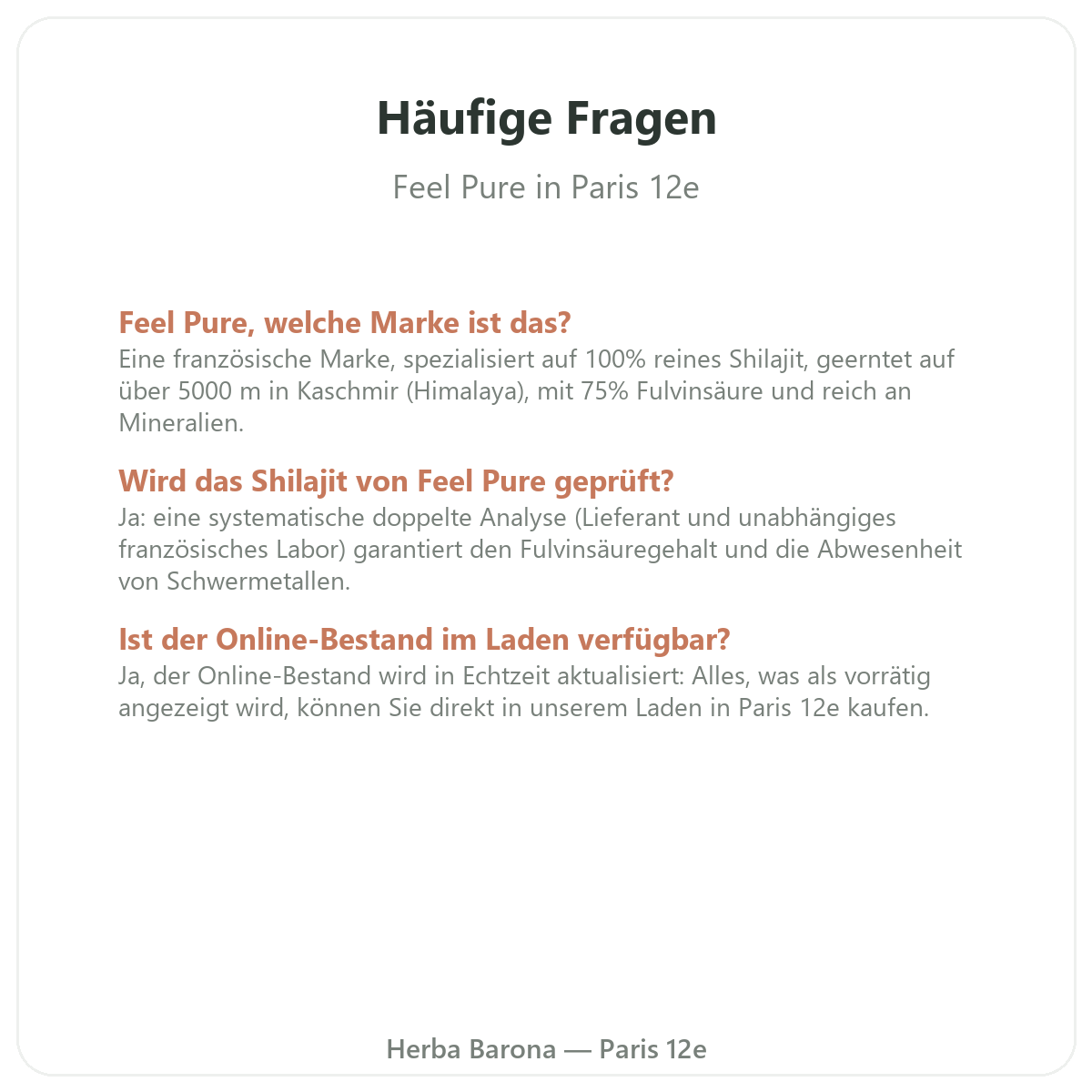 Häufige Fragen zu Feel Pure in Paris - Herba Barona Paris 12e