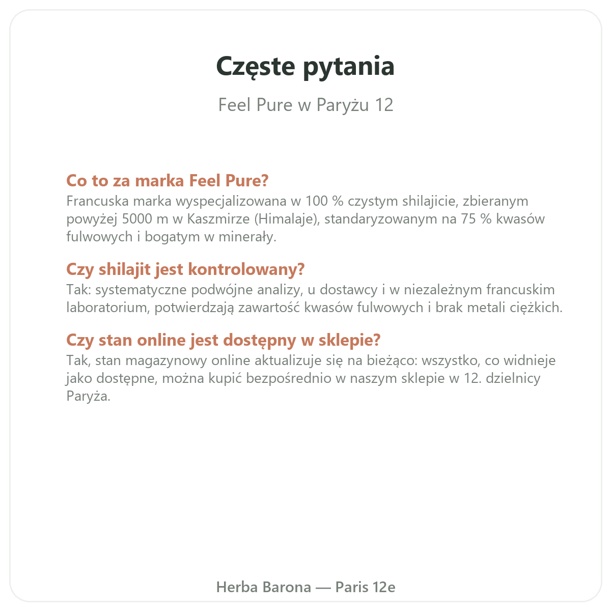 Najczęstsze pytania o Feel Pure - Herba Barona, dostawa do Polski