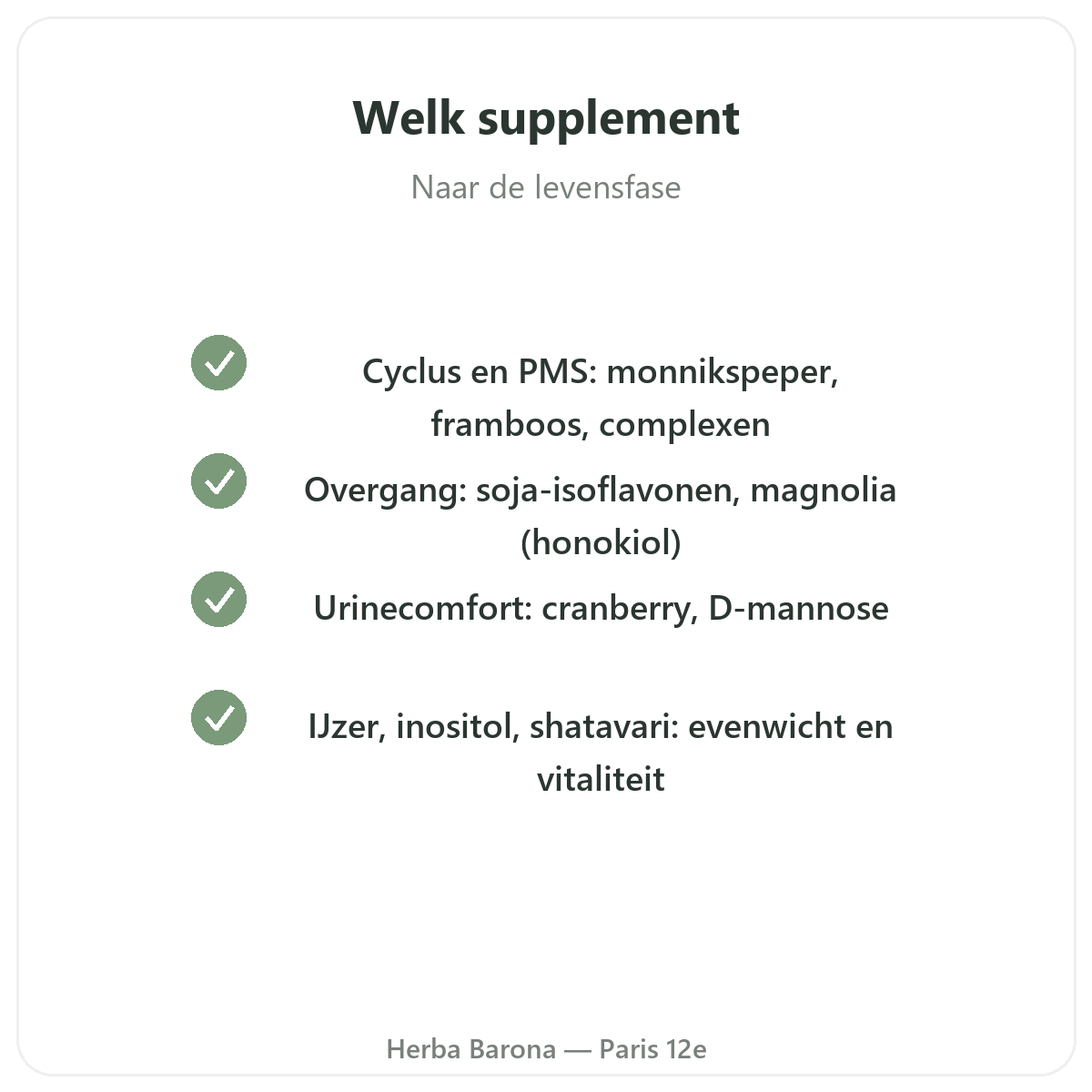 Complements femme Paris Paris - engagements qualite chez Herba Barona Paris 12e