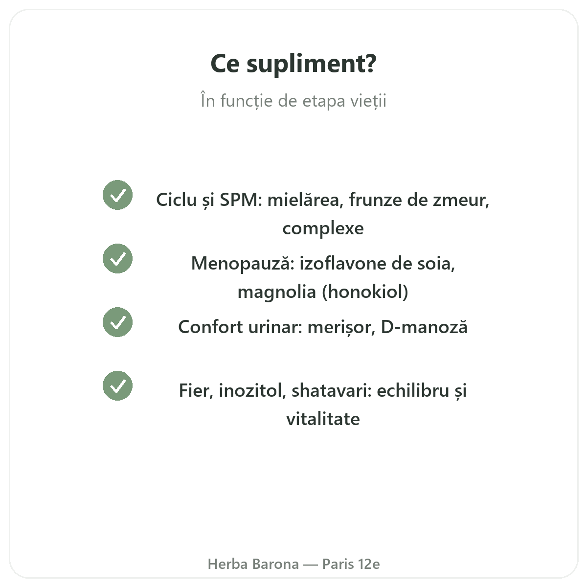 Suplimente pentru femei Paris - angajamente de calitate la Herba Barona Paris, arondismentul 12