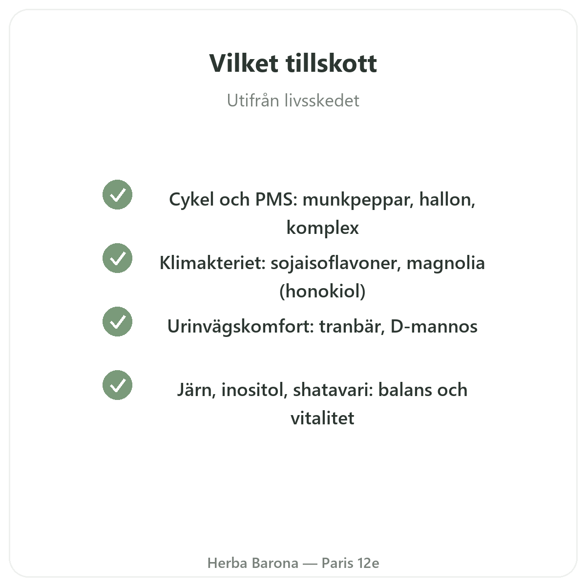 Kosttillskott för kvinnor Paris Paris - kvalitetslöften hos Herba Barona Paris 12e