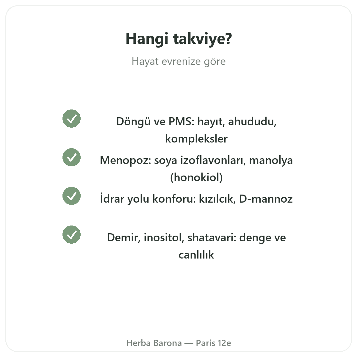 Paris’te kadın takviyeleri - Herba Barona Paris 12. bölge’de kalite taahhütleri