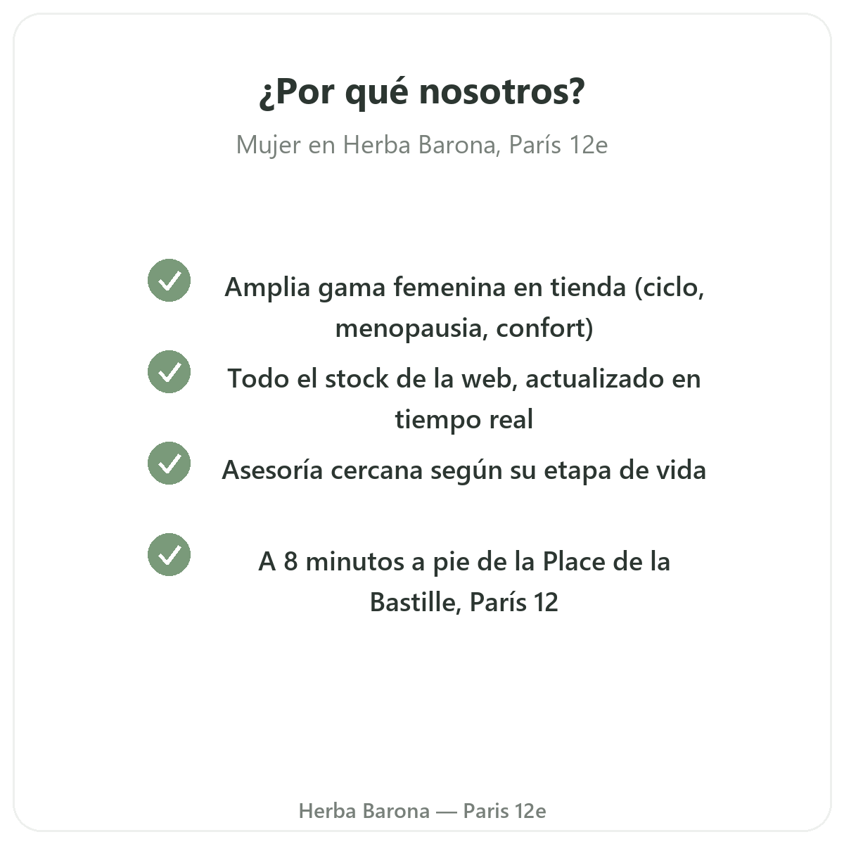Por qué comprar complementos mujer en París en Herba Barona París 12e