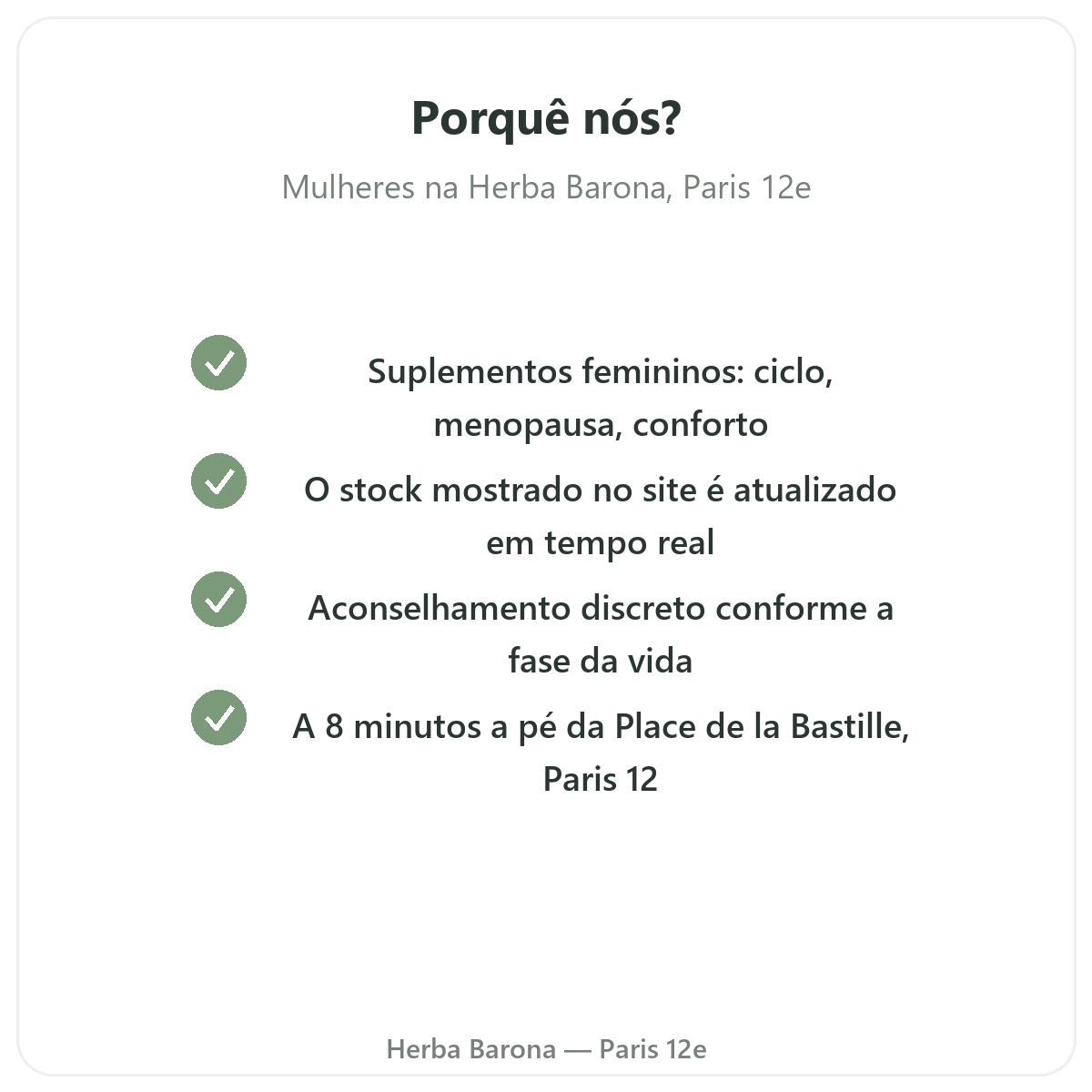 Porquê comprar suplementos para mulheres em Paris na Herba Barona Paris 12e