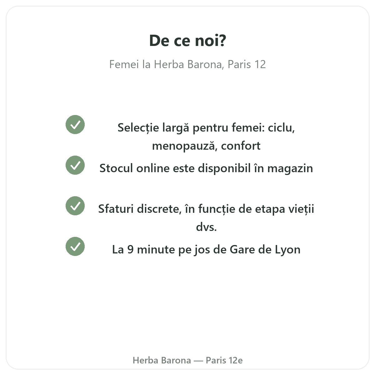 De ce să cumpărați suplimente pentru femei Paris la Paris, de la Herba Barona Paris, arondismentul 12