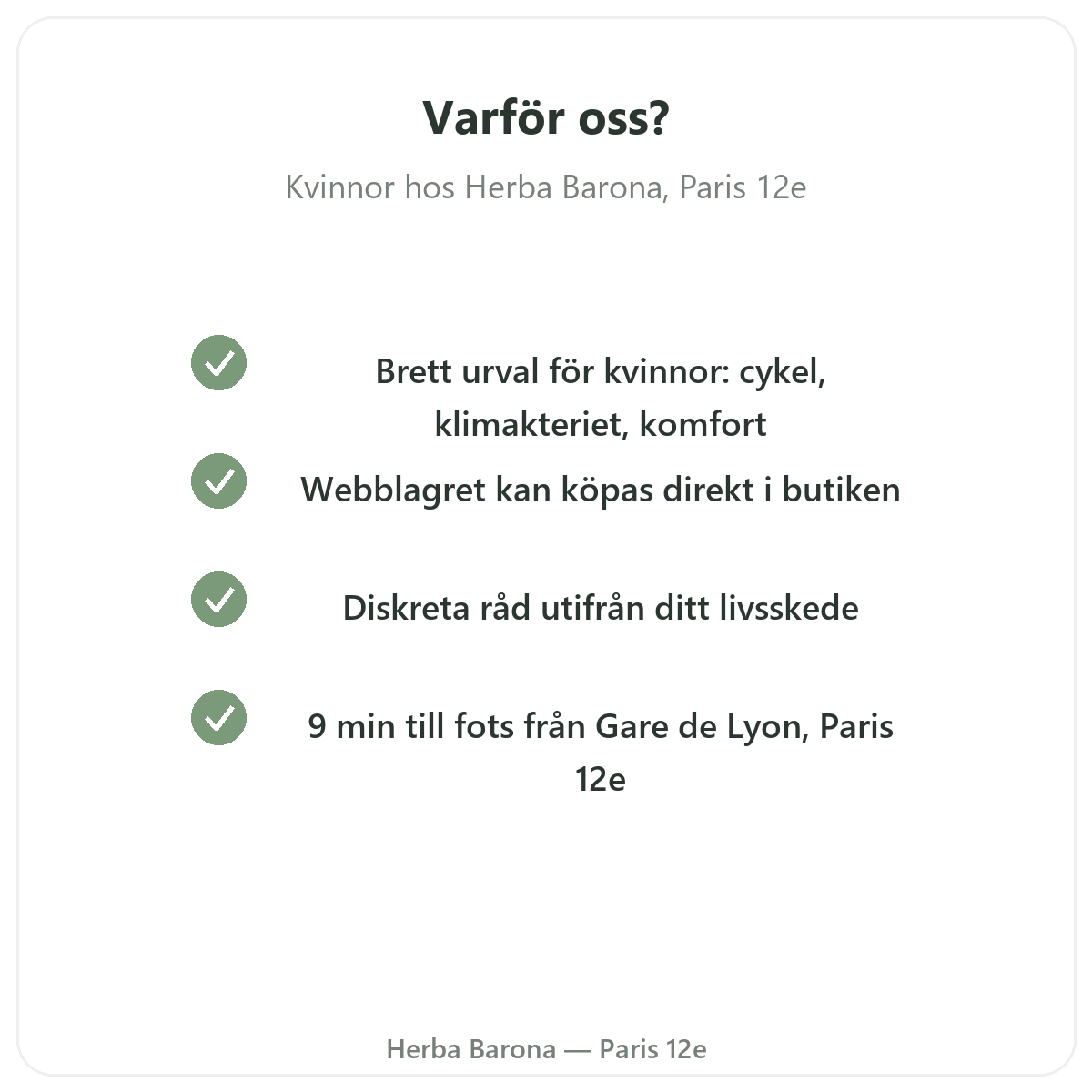 Varför köpa Kosttillskott för kvinnor Paris i Paris hos Herba Barona Paris 12e