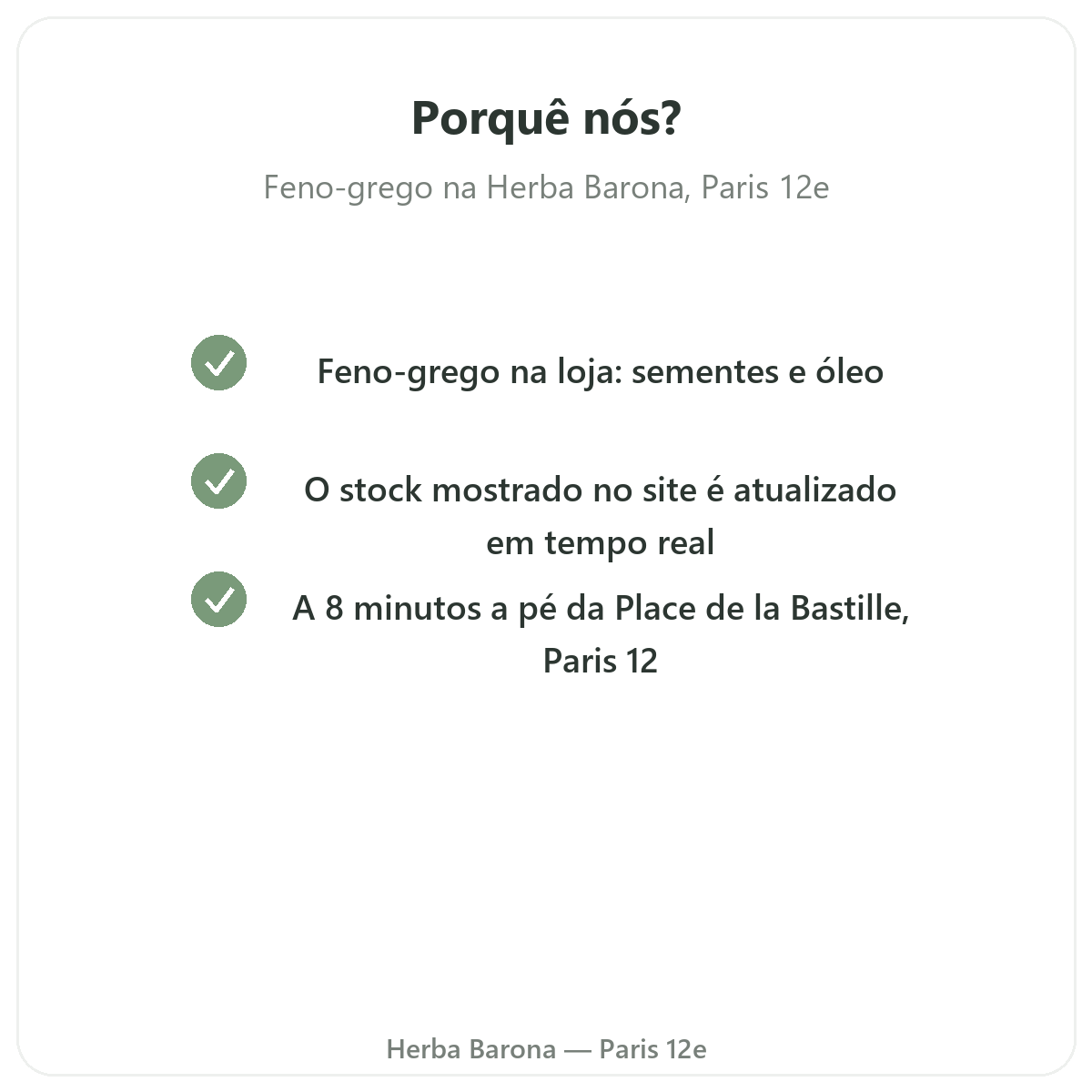 Porquê comprar Feno-grego Paris em Paris na Herba Barona Paris 12e