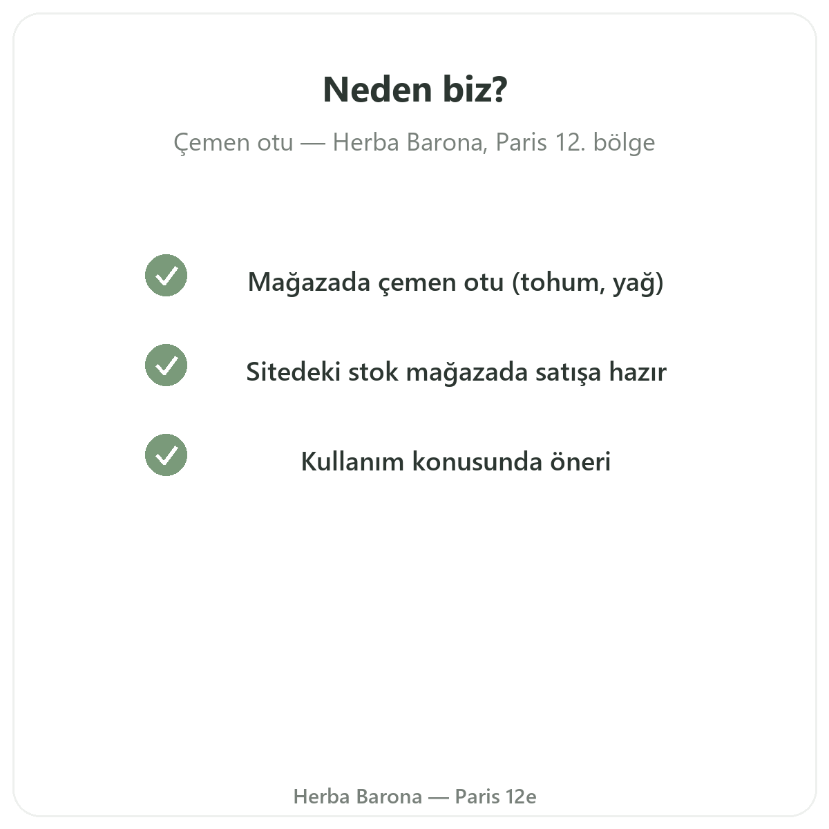 Paris’te çemen otu neden Herba Barona’dan alınmalı - Paris 12. bölge