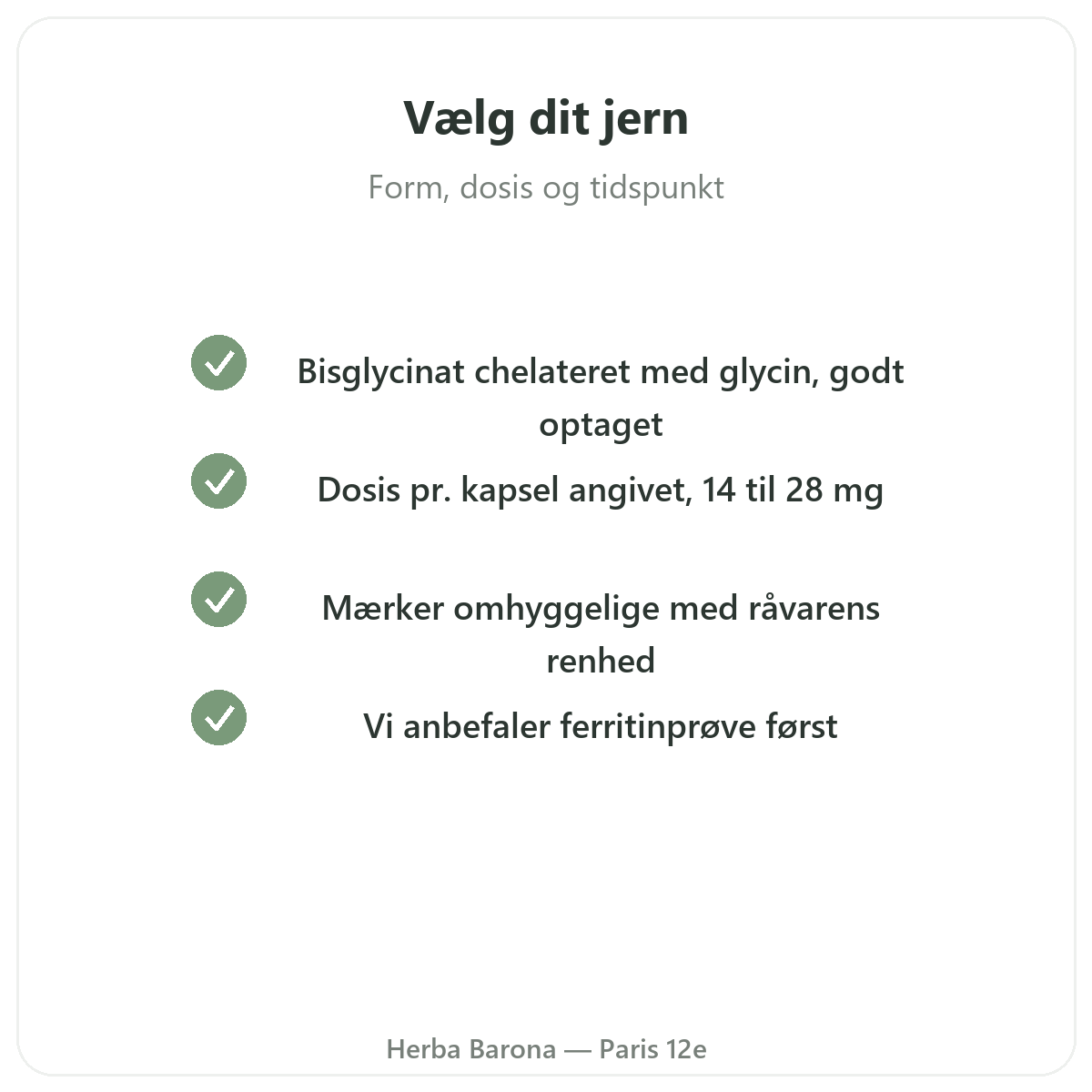 Jern - vigtige former at vælge hos Herba Barona Paris 12