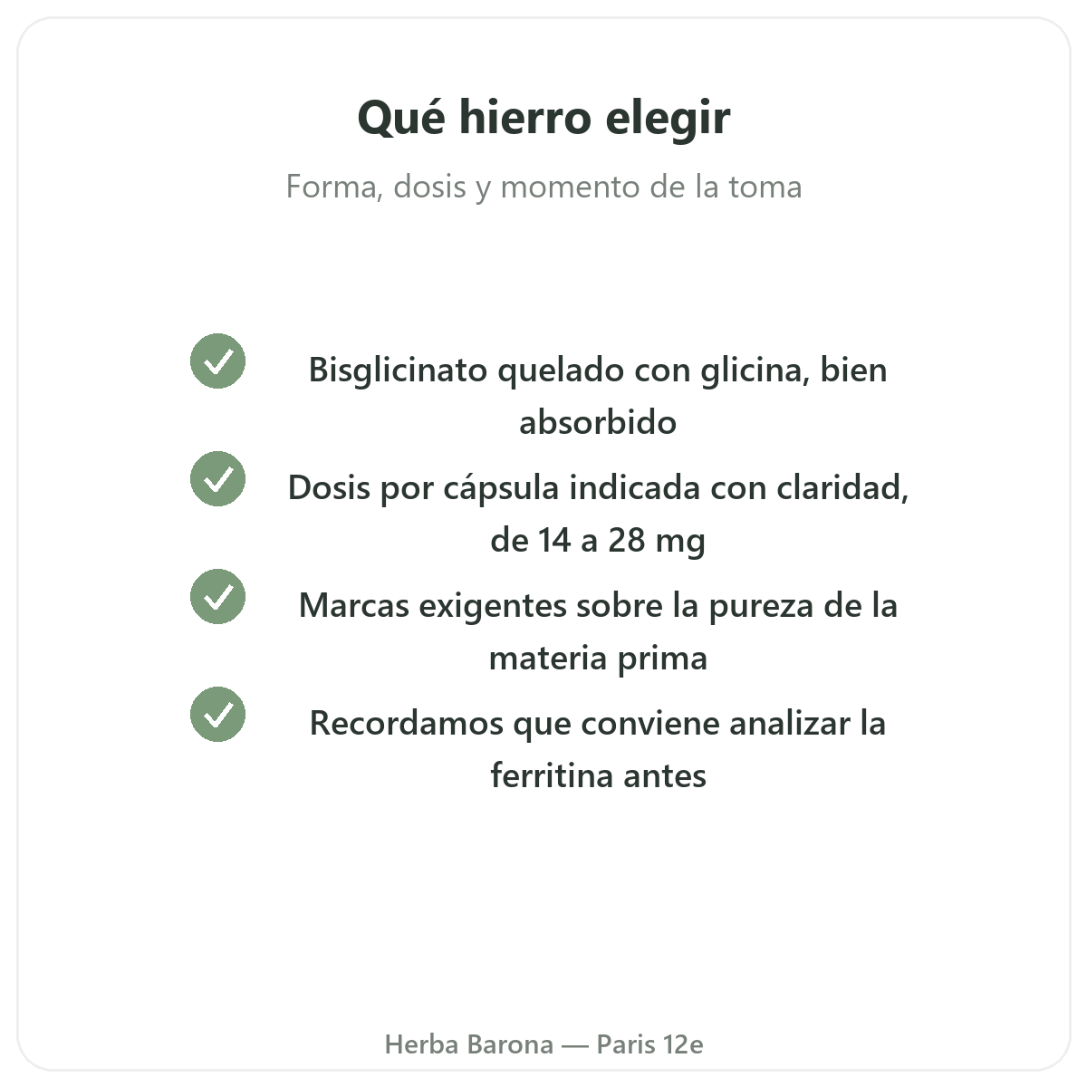 Hierro - activos clave que elegir en Herba Barona París 12e