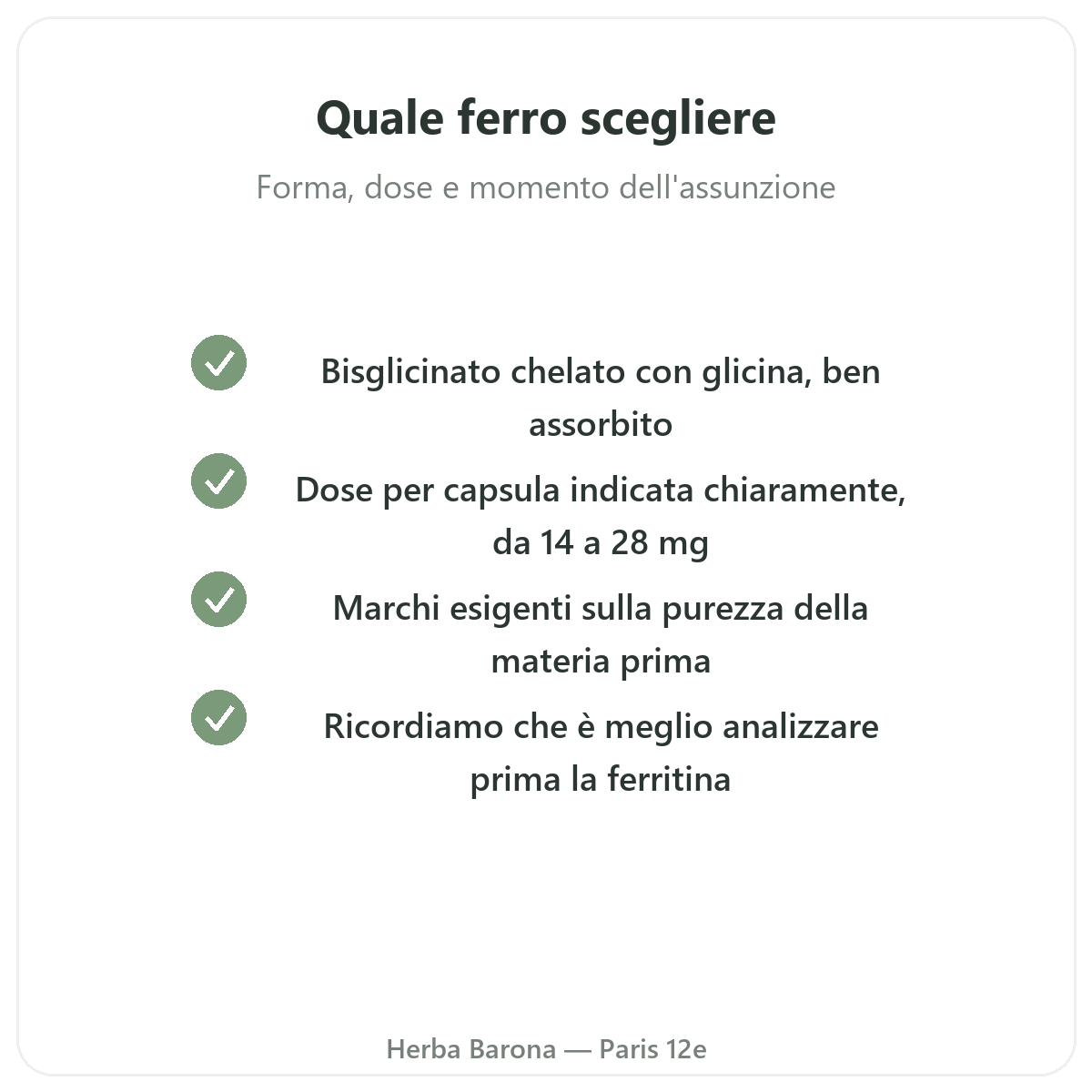 Ferro - principi attivi chiave da scegliere da Herba Barona Parigi 12e