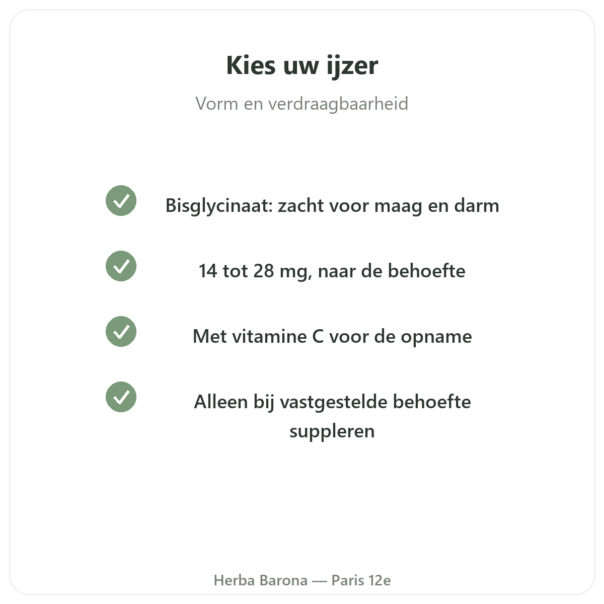 IJzer - belangrijkste actieve stoffen bij Herba Barona Parijs