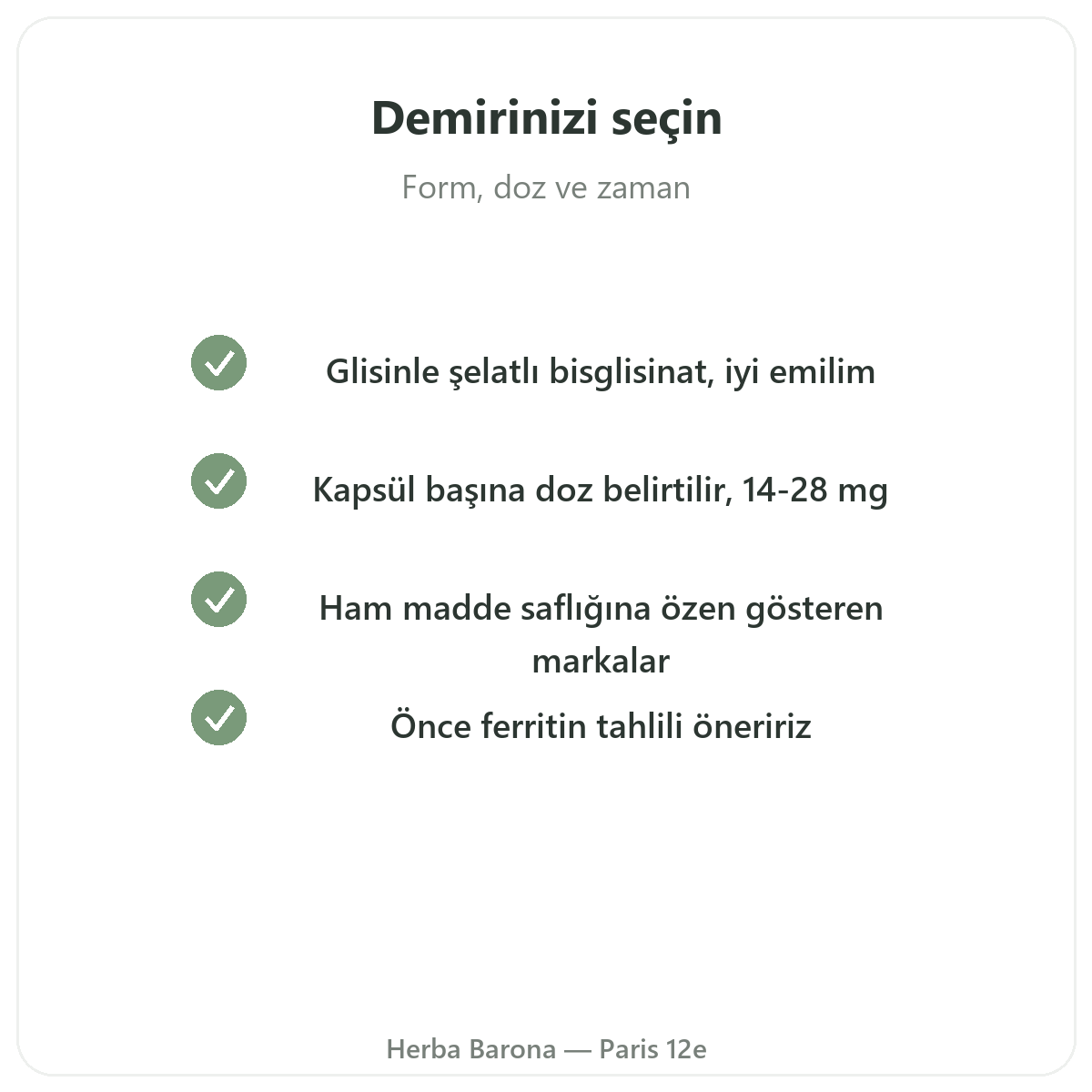 Demir - Herba Barona Paris 12. bölgede seçilecek temel etkin maddeler