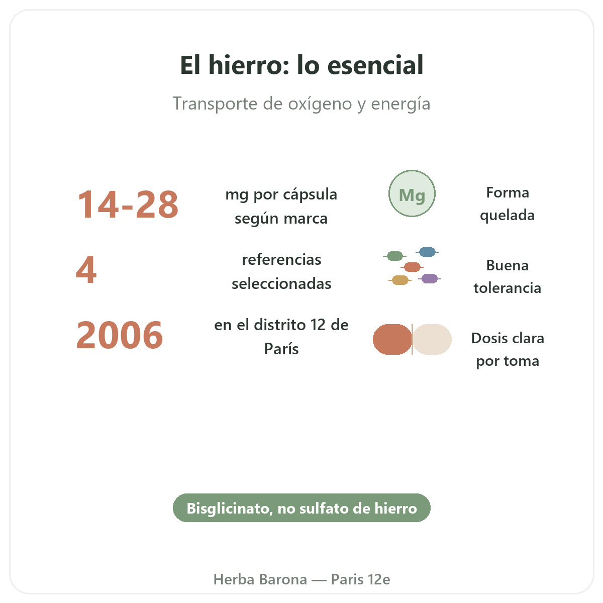 Hierro en resumen - cifras clave en Herba Barona París 12e