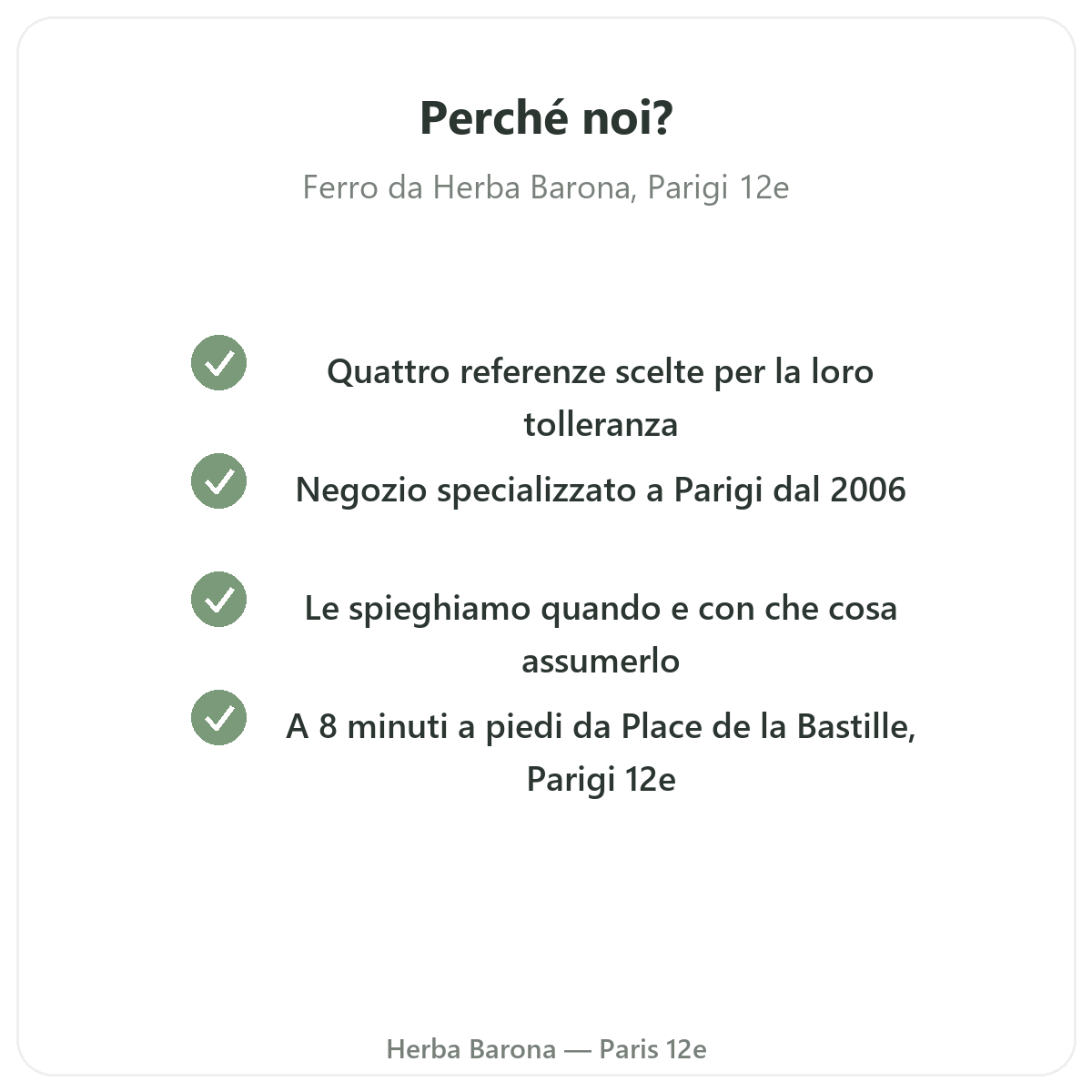 Perché acquistare Ferro a Parigi da Herba Barona Parigi 12e