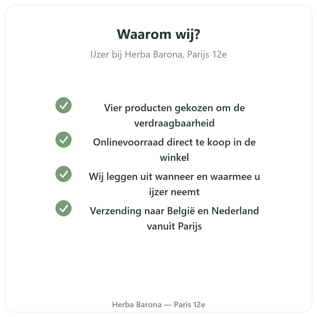 Waarom IJzer kopen in Parijs bij Herba Barona Parijs