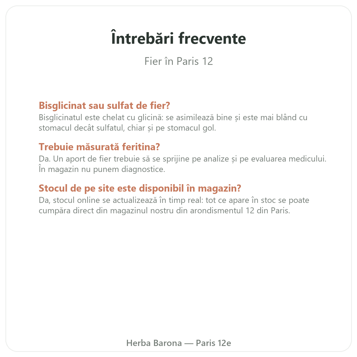 Întrebări frecvente fier la Paris - Herba Barona Paris, arondismentul 12