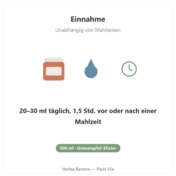Élixir de grenade fermentée Dr Jacob's 500 ml Einnahme unabhängig von Mahlzeiten Paris Herba Barona