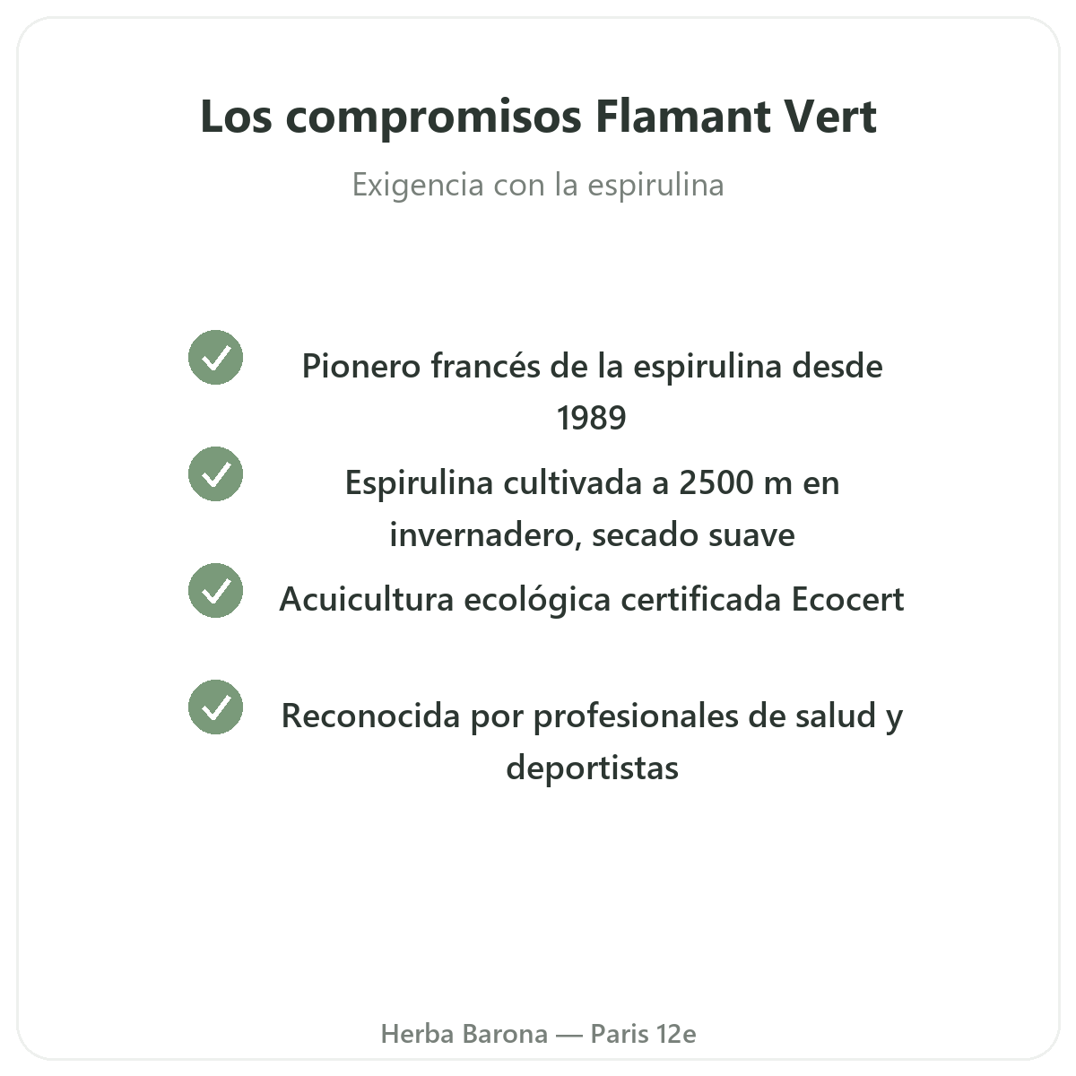 Flamant Vert París - compromisos de calidad en Herba Barona París 12e
