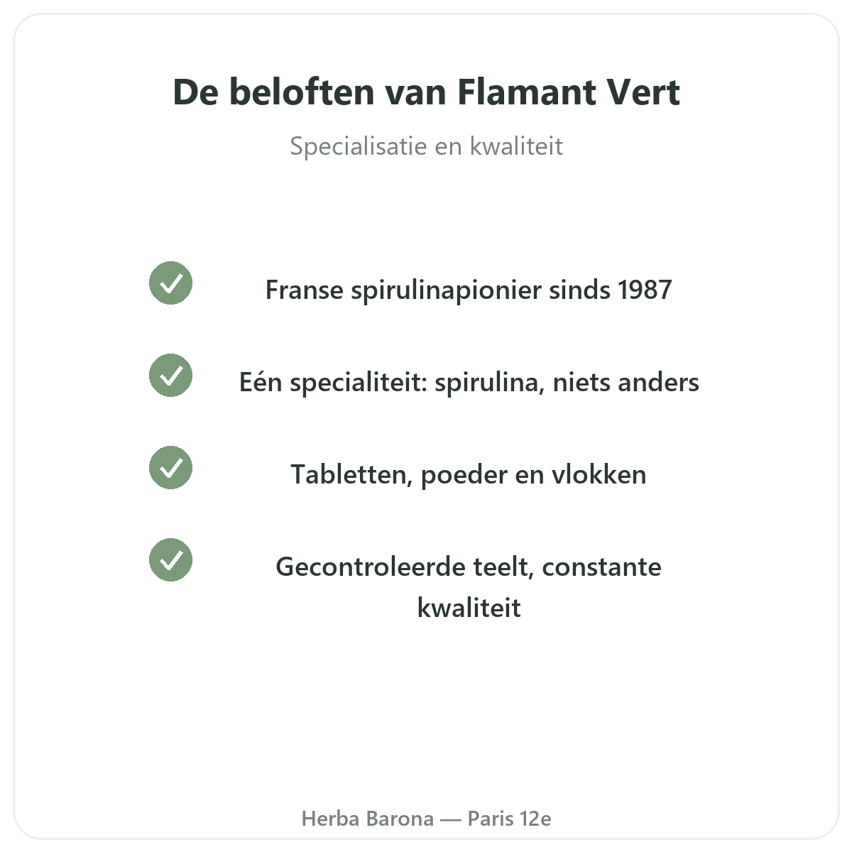 Flamant Vert Paris - engagements qualite chez Herba Barona Paris 12e
