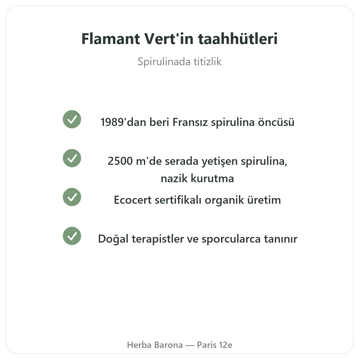 Flamant Vert Paris - Herba Barona Paris 12. bölgede kalite taahhütleri