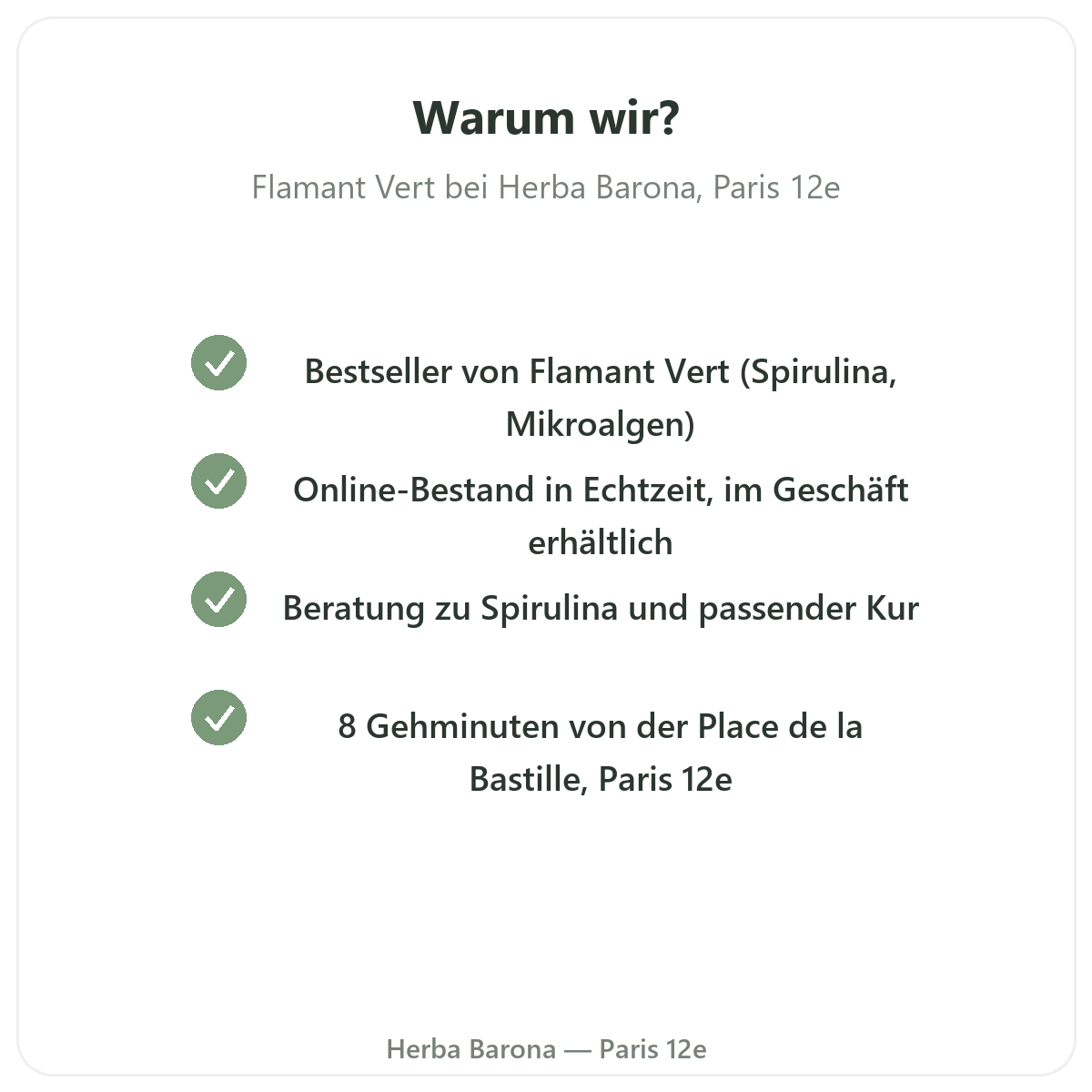 Warum Flamant Vert in Paris bei Herba Barona kaufen Paris 12e