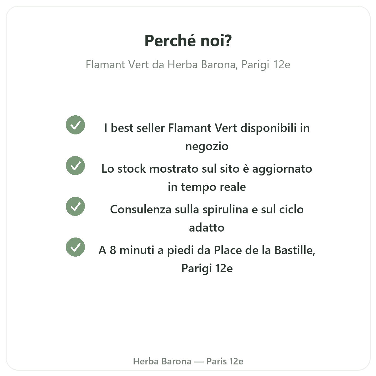 Perché acquistare Flamant Vert a Parigi da Herba Barona Parigi 12e