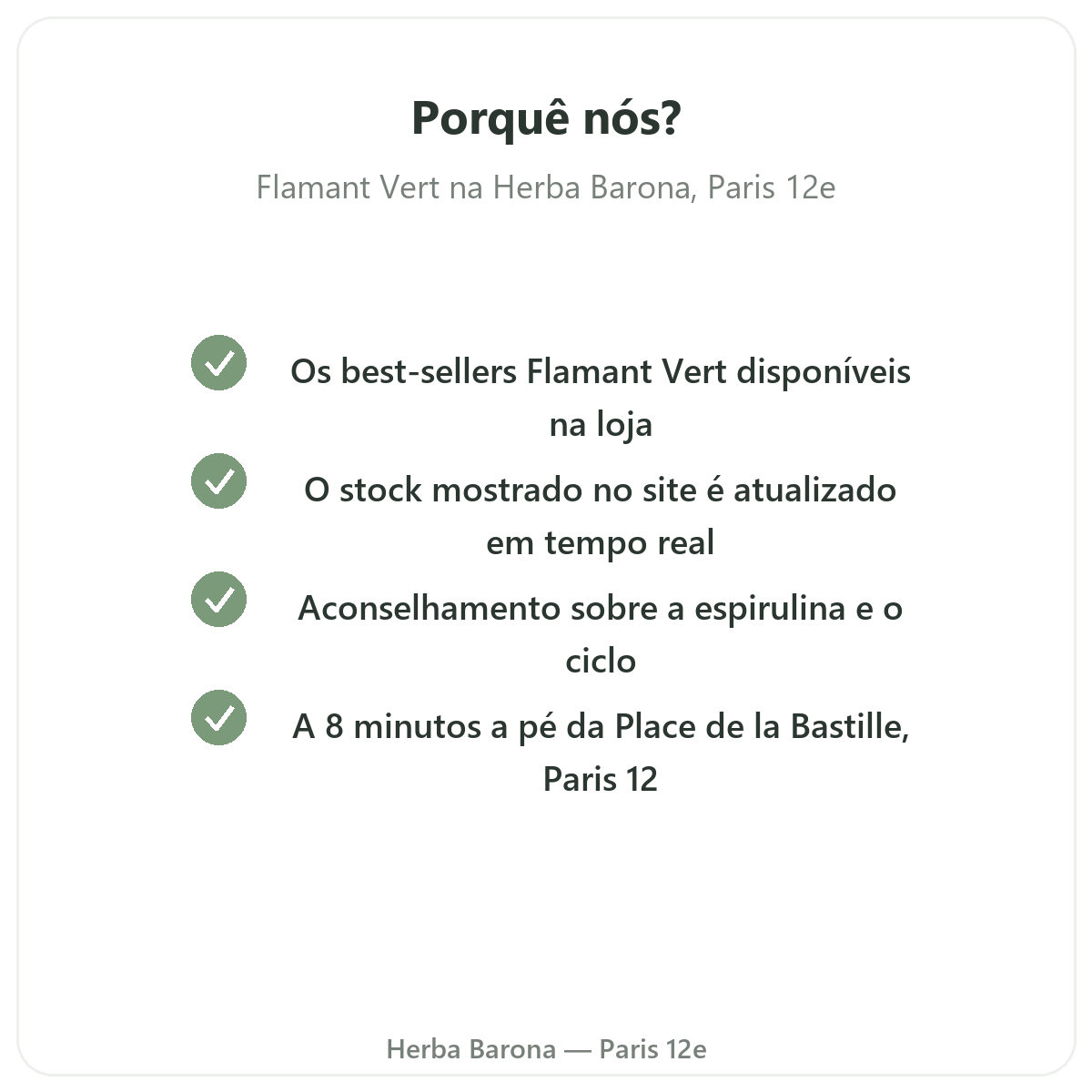 Porque comprar Flamant Vert em Paris na Herba Barona Paris 12e