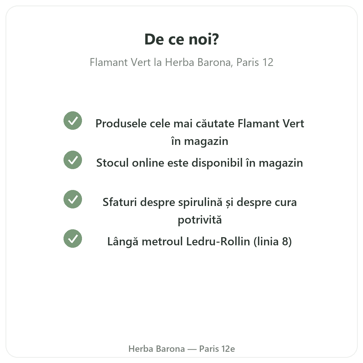 De ce să cumpărați Flamant Vert la Paris de la Herba Barona Paris, arondismentul 12
