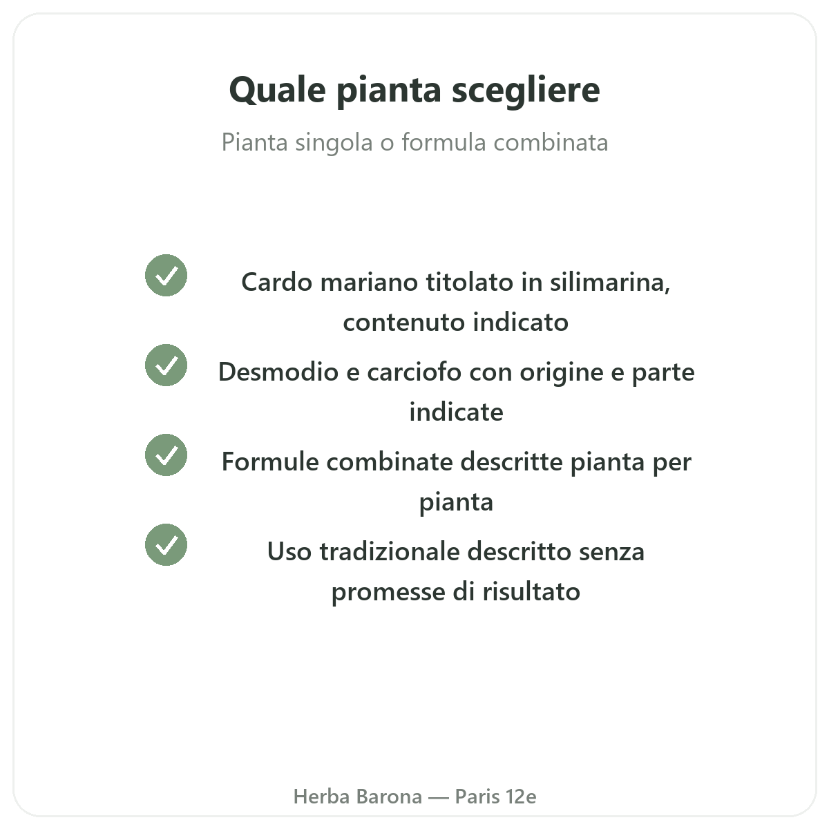 Integratori fegato - principi attivi chiave da scegliere da Herba Barona Parigi 12e