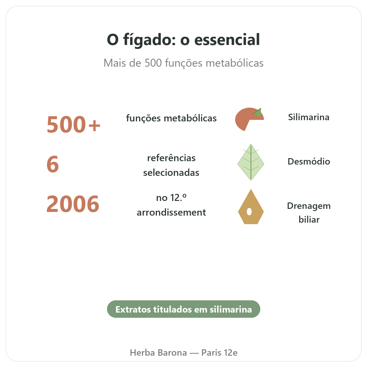 Suplementos para o fígado em resumo - dados-chave na Herba Barona Paris 12e