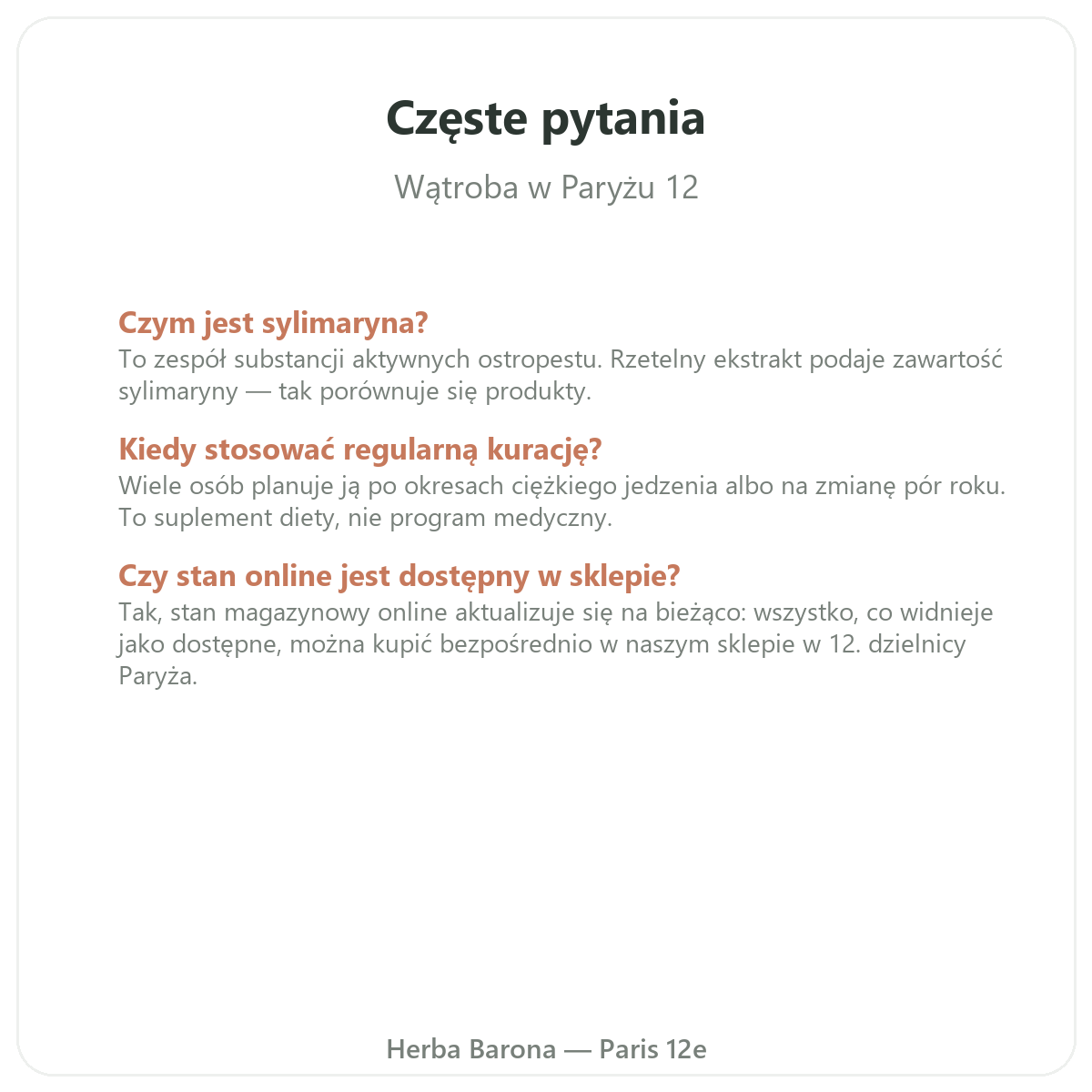 Najczęściej zadawane pytania – suplementy na wątrobę, Herba Barona