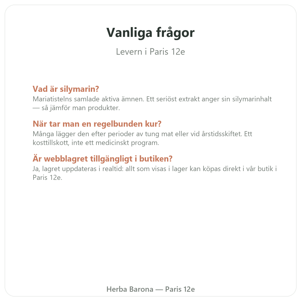Vanliga frågor om levertillskott i Paris - Herba Barona Paris 12e