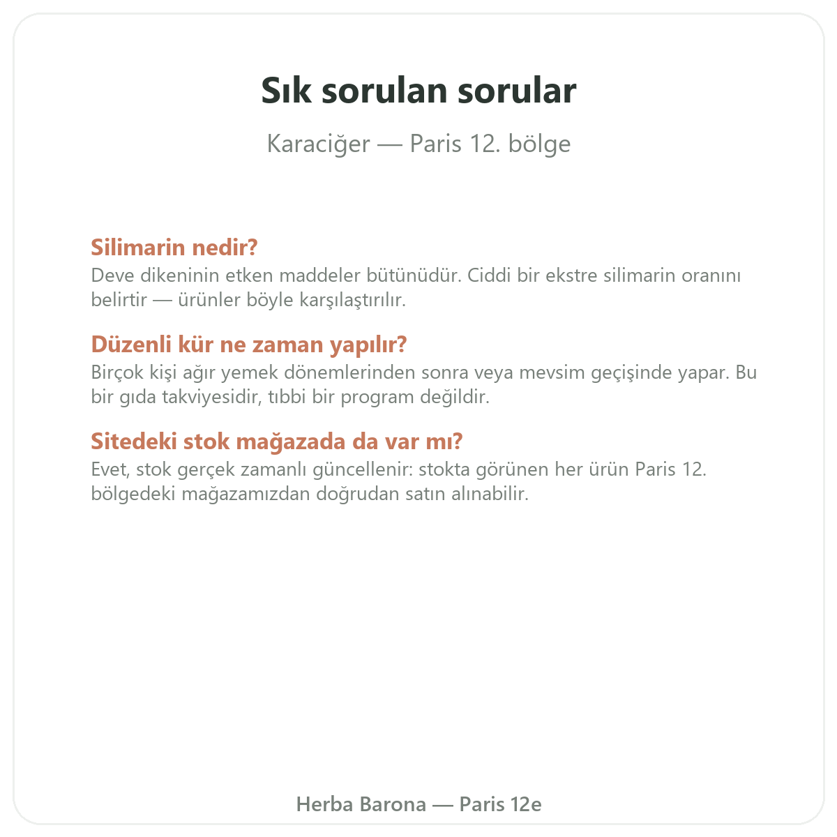 Paris’te karaciğer takviyeleri hakkında sıkça sorulan sorular - Herba Barona Paris 12. bölge