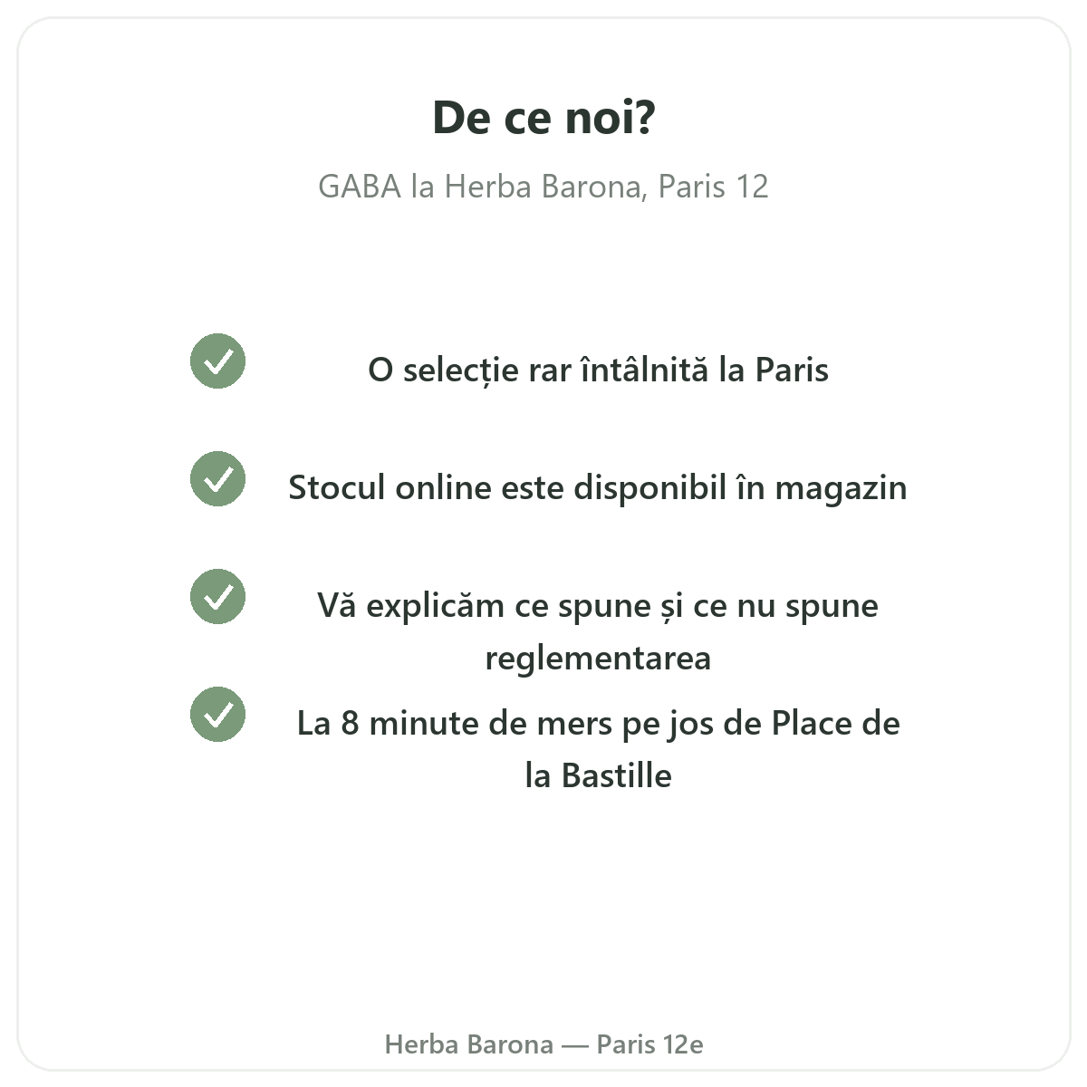 De ce să cumpărați GABA la Paris, la Herba Barona Paris, arondismentul 12