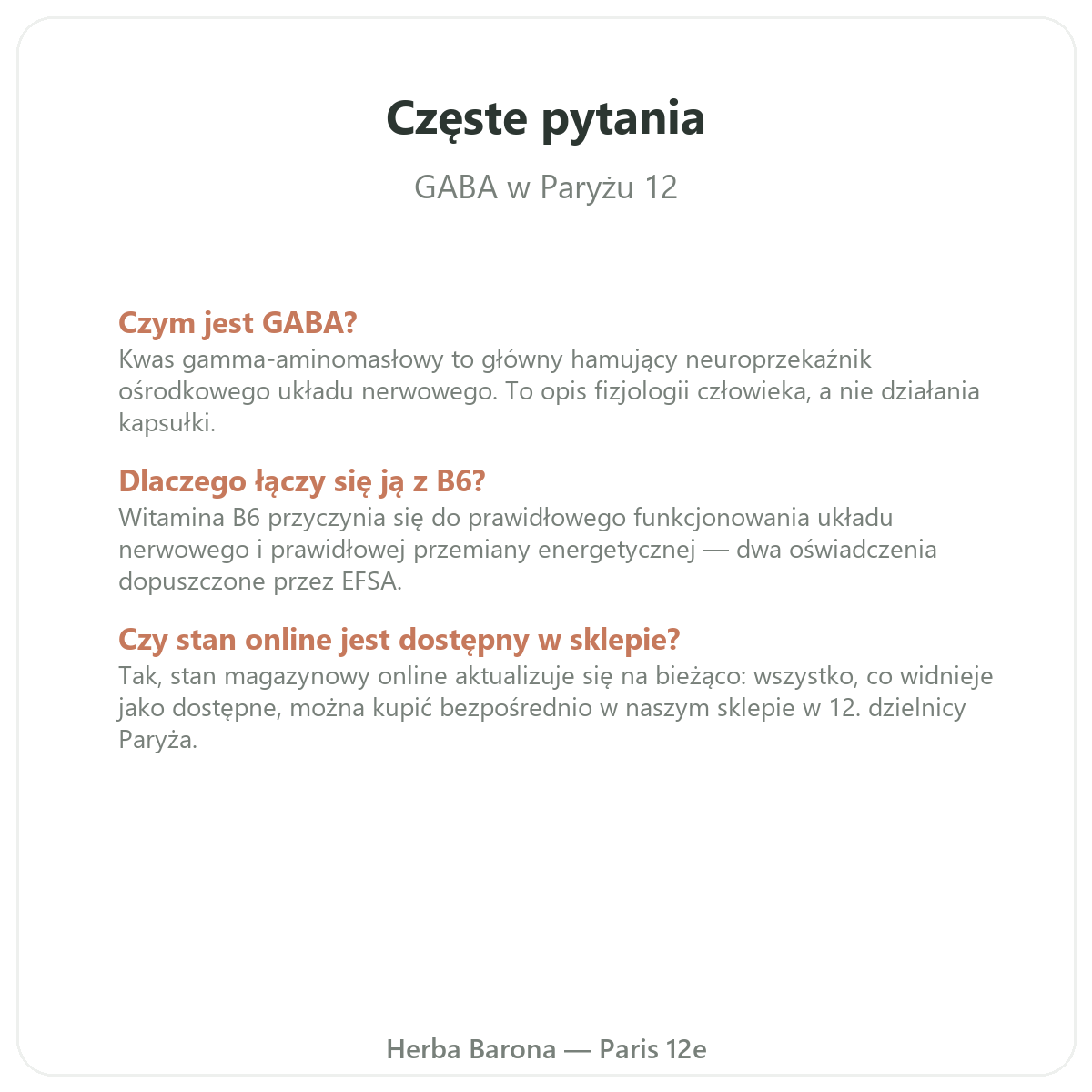 Najczęściej zadawane pytania — GABA, Herba Barona