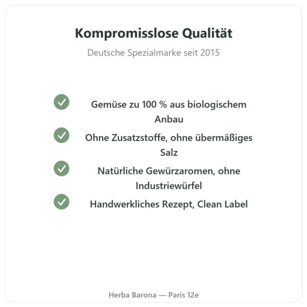 Bio-Gemüsebrühe – 350 ml – Jarmino Qualität Paris Herba Barona