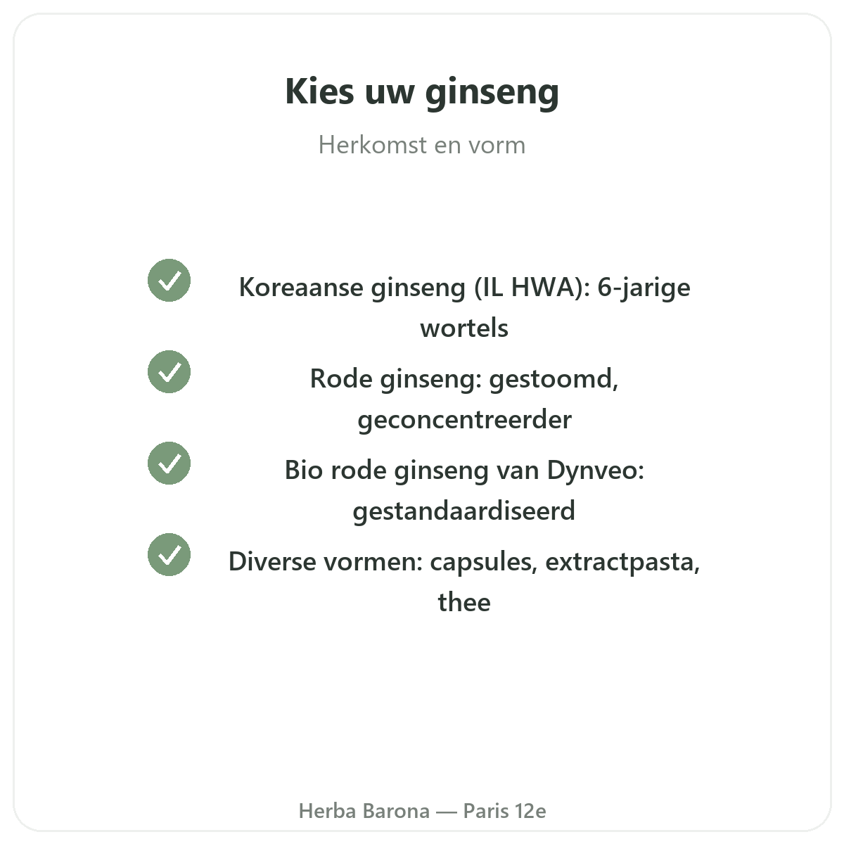 Rode Koreaanse ginseng in Parijs - kwaliteitsbeloften bij Herba Barona Parijs 12e