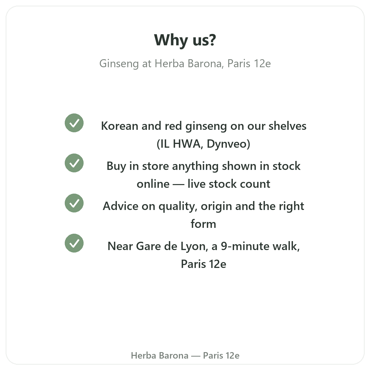 Pourquoi acheter Ginseng coreen rouge Paris a Paris chez Herba Barona Paris 12e