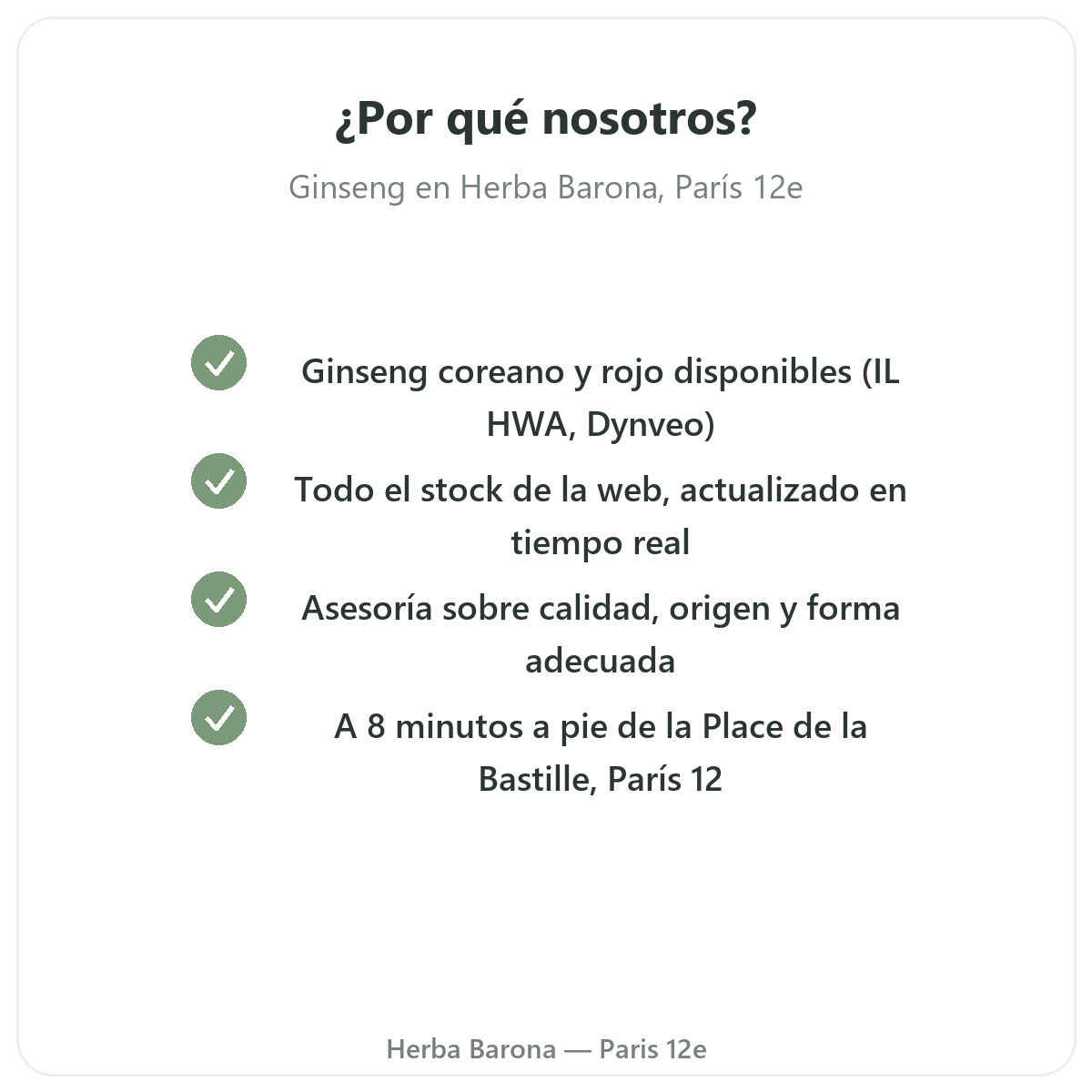 Por qué comprar Ginseng rojo coreano París en París en Herba Barona París 12e